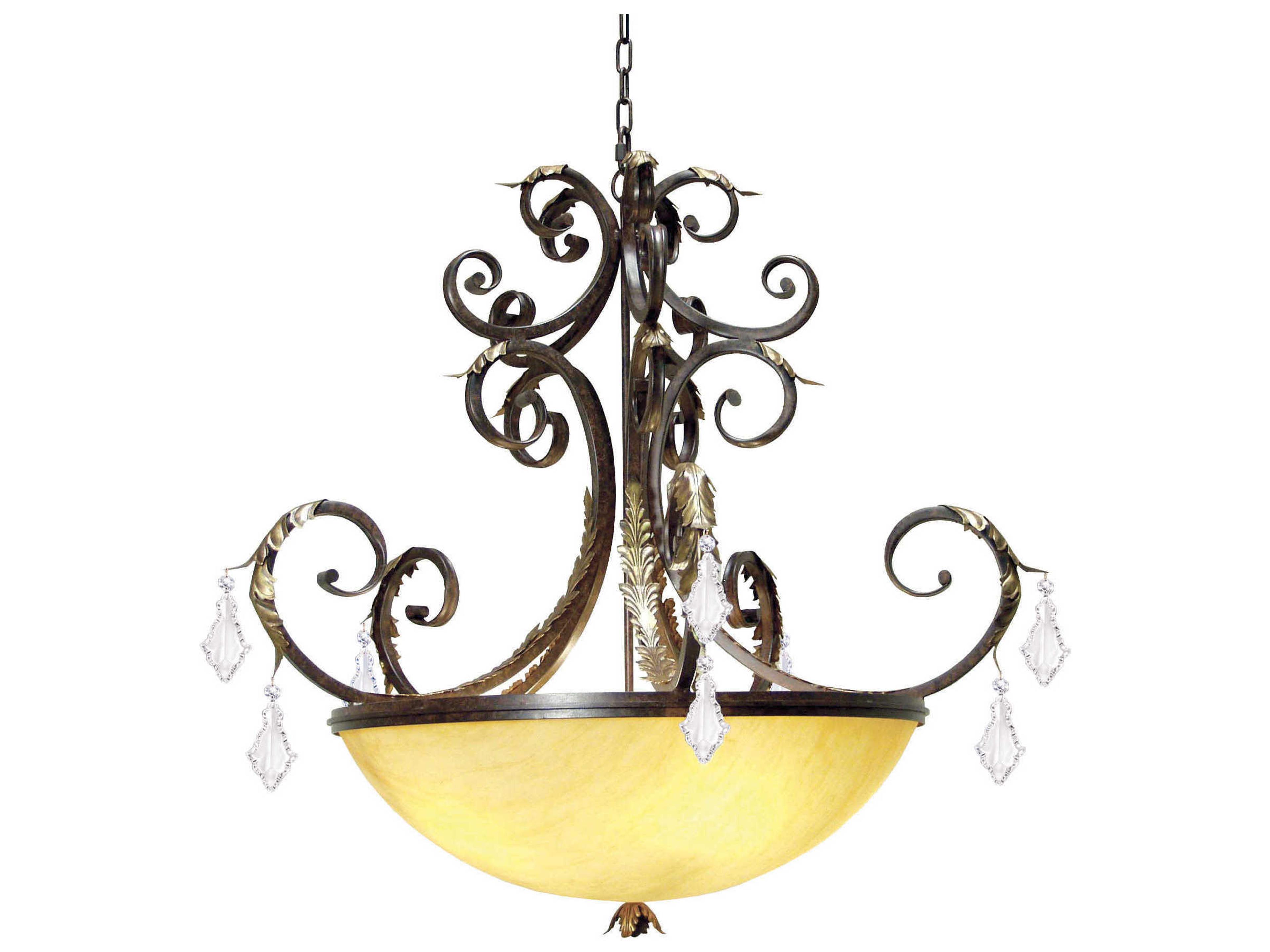 Meyda Serratina 5-Light Cajun Spice Brown Crystal Bowl Pendant