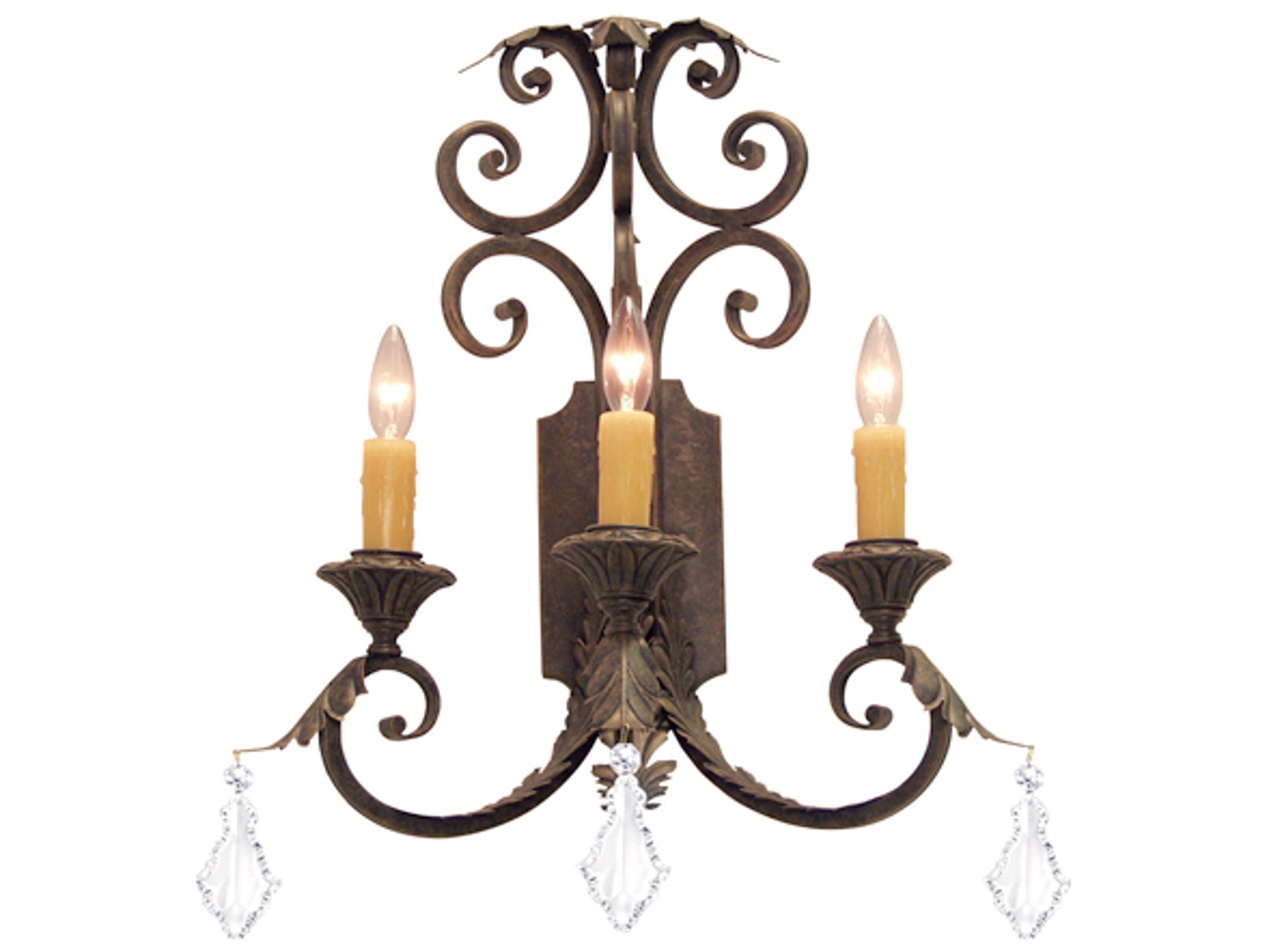 Meyda Serratina 3-Light Antiquity Brown Crystal Wall Sconce