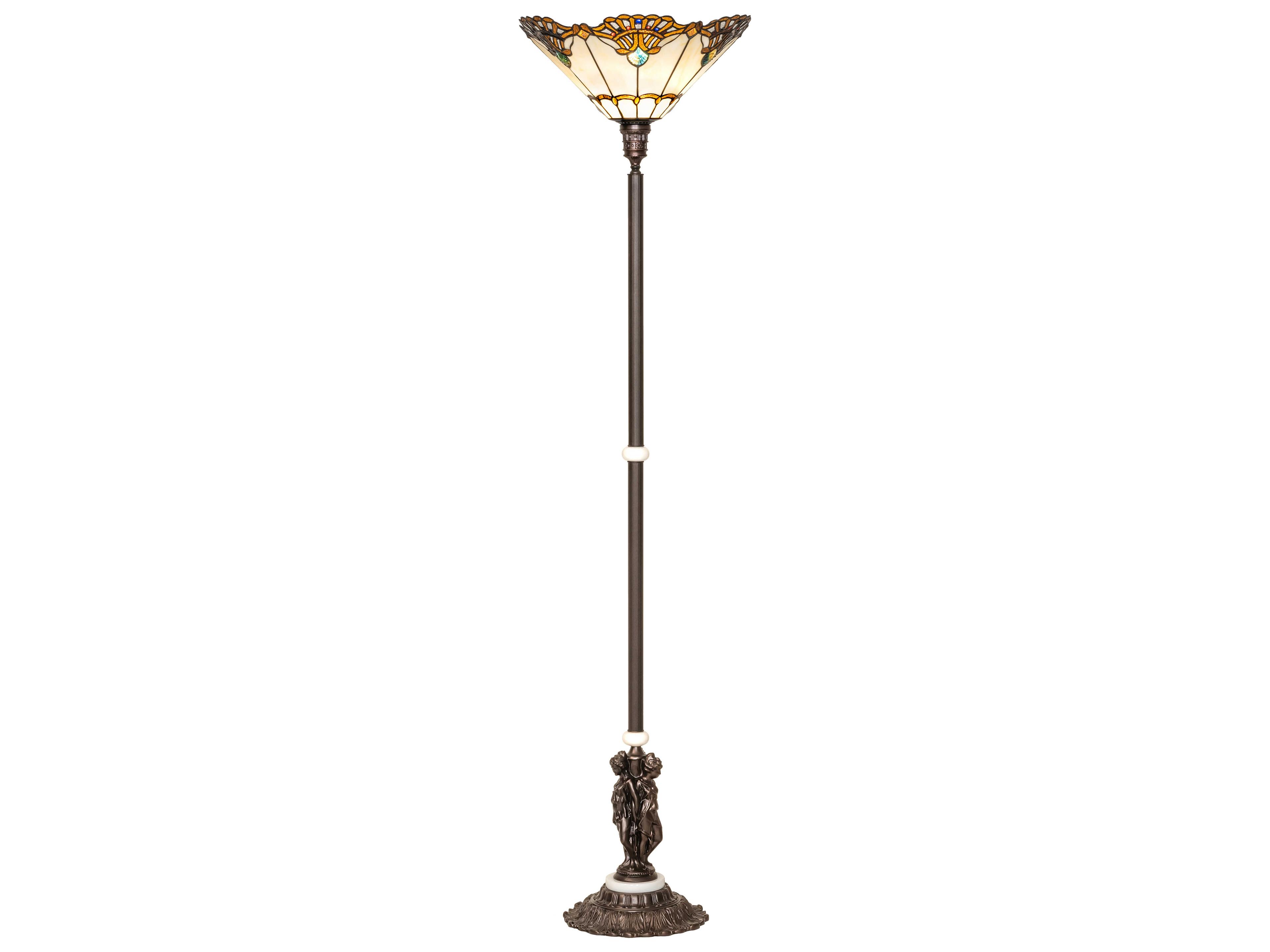 Meyda Shell With Jewels Glass Tiffany Mahogany Bronze Floor Lamp