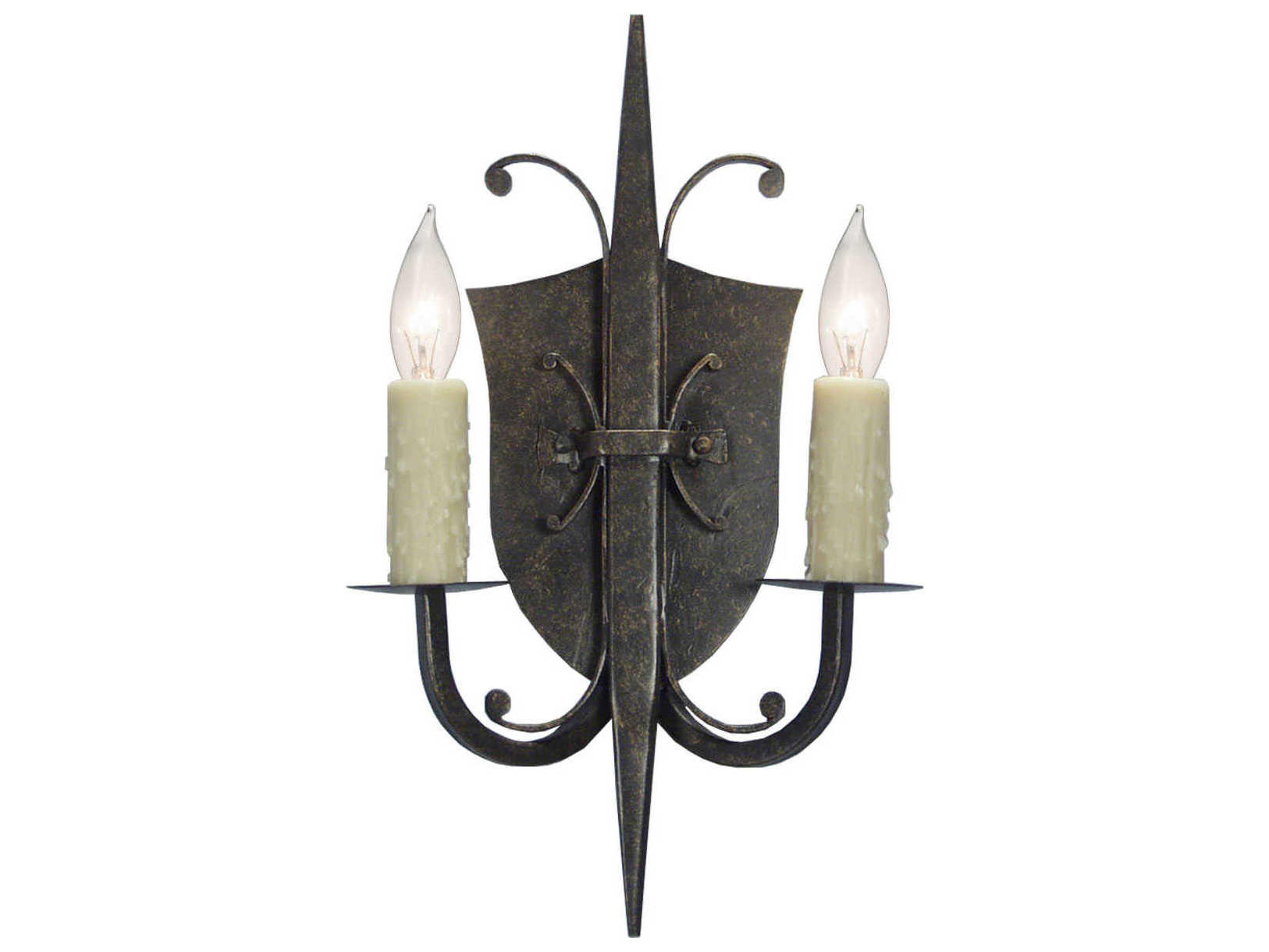 Meyda Shield 2-Light Gilded Tobacco Brown Wall Sconce