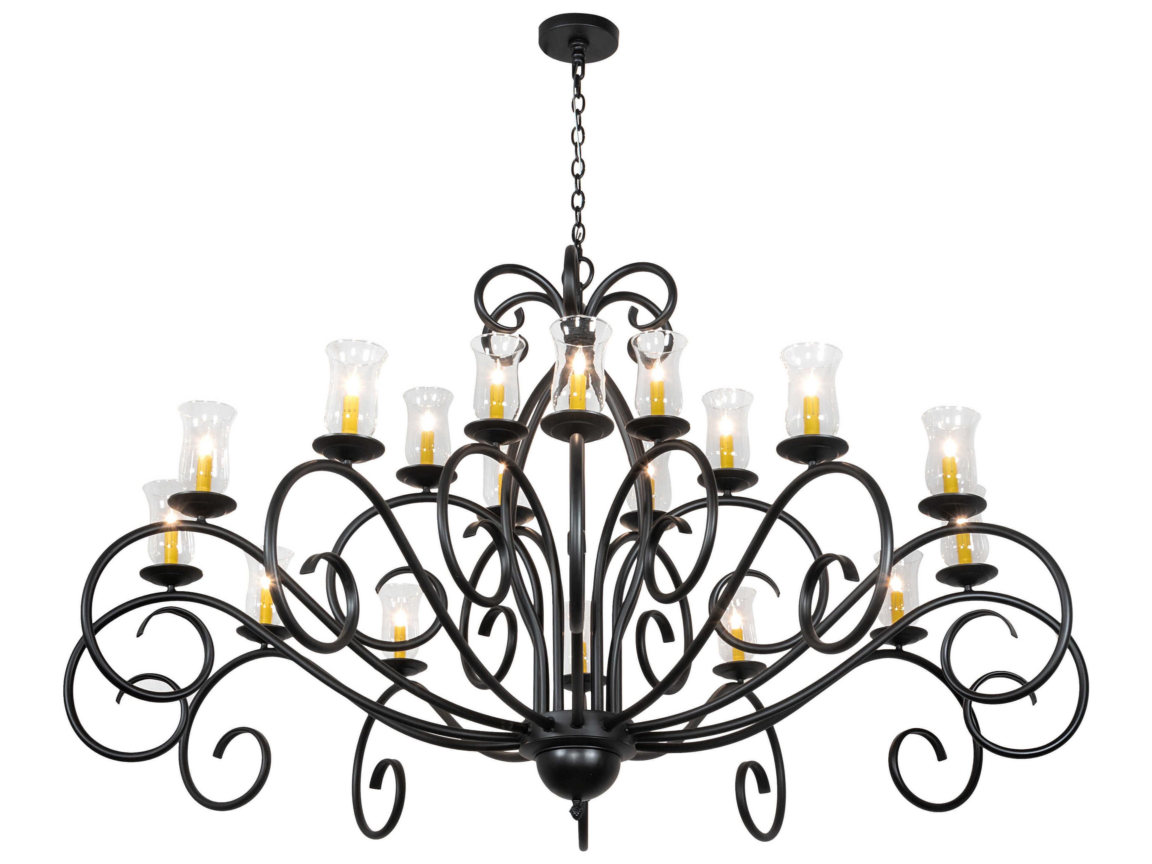 Meyda Sienna 18-Light8-Light Black White Clear Glass Bell Candelabra Chandelier
