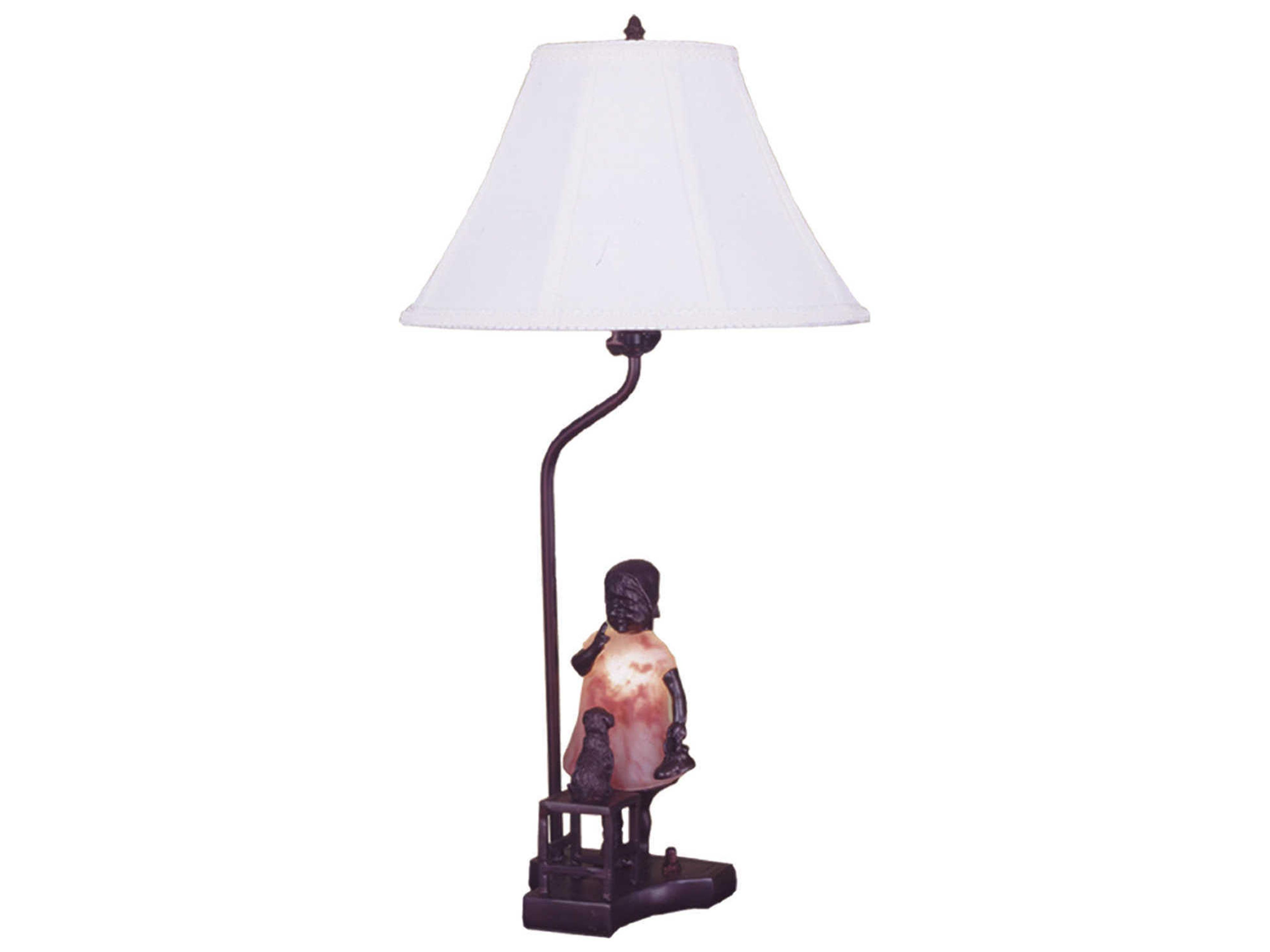 Meyda Lighting Silhouette Girl with Kitten Accent White Table Lamp