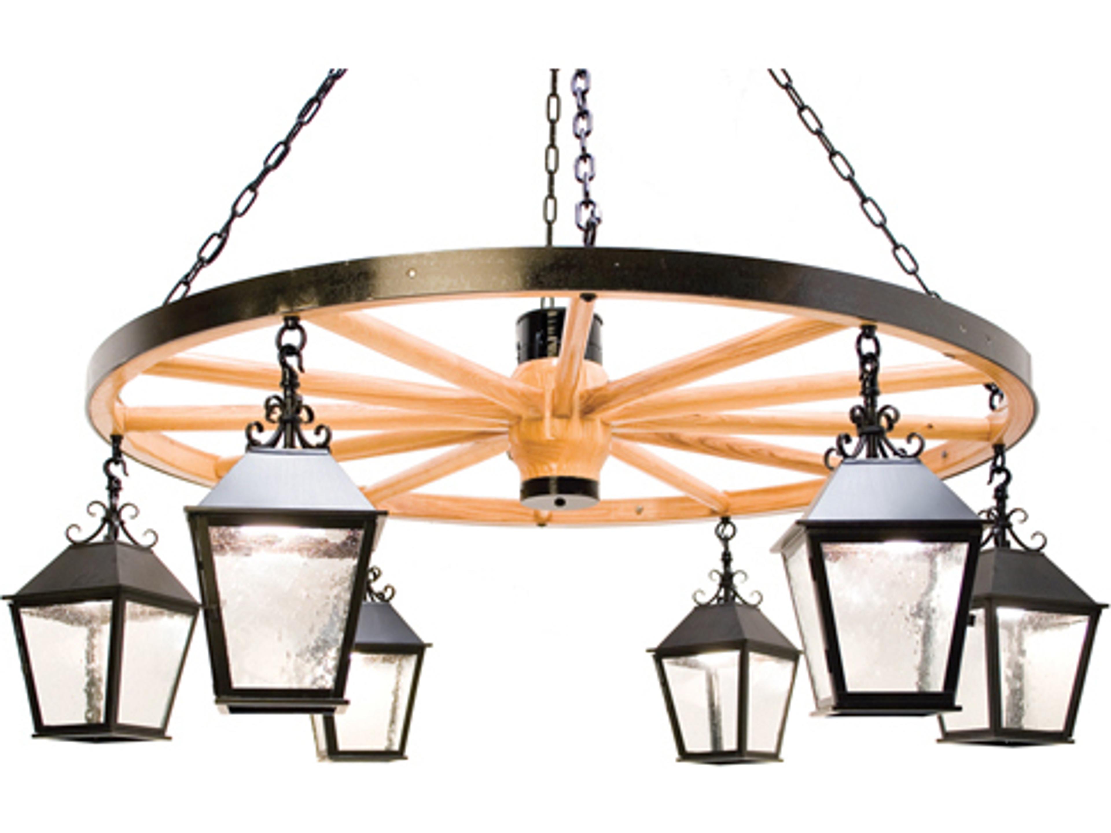 Meyda Silverton 6-Light Blackwash Hue Brown Glass Lantern Chandelier