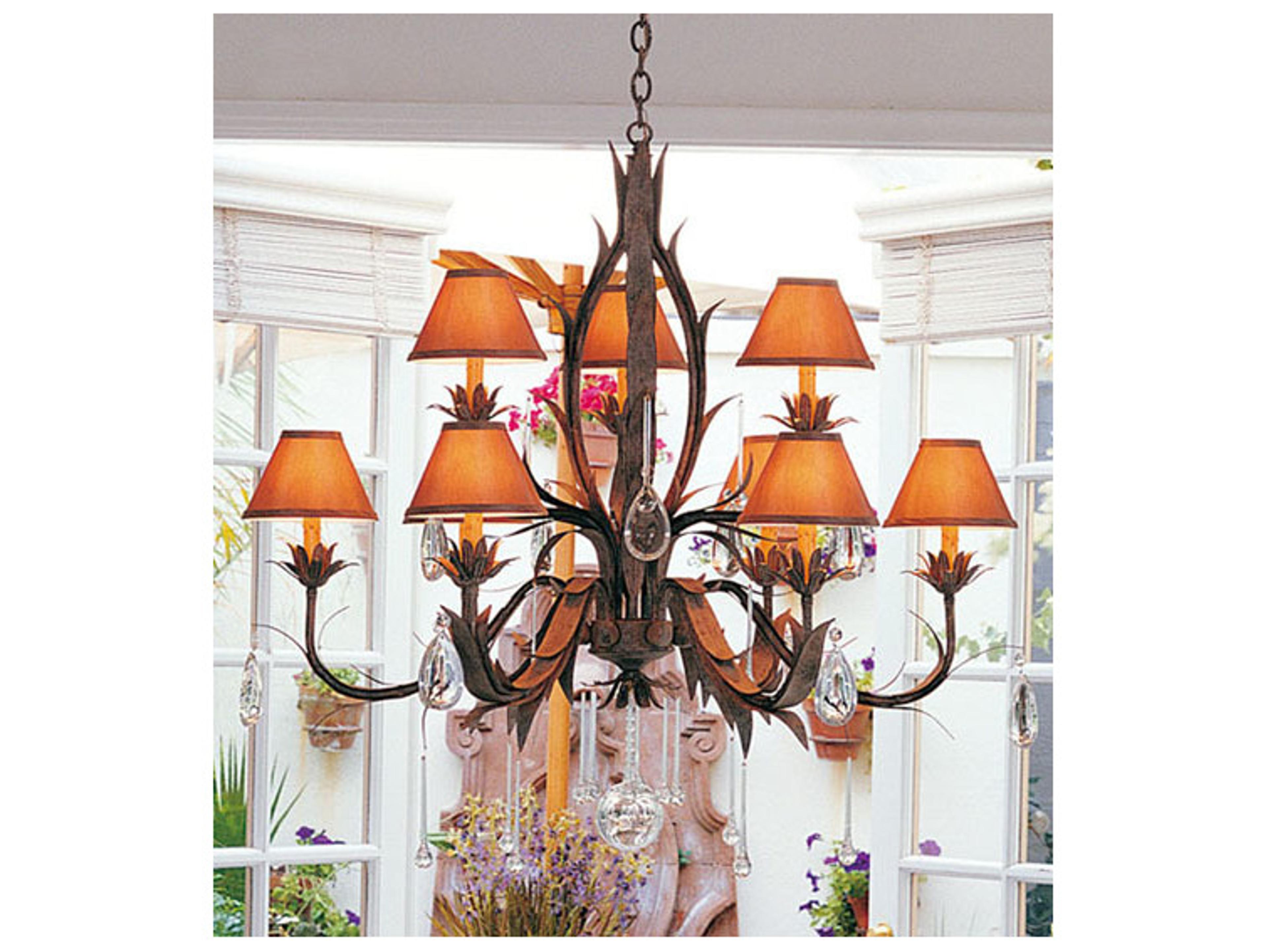Meyda Slenderleaf 9-Light Pate Brown Crystal Empire Chandelier