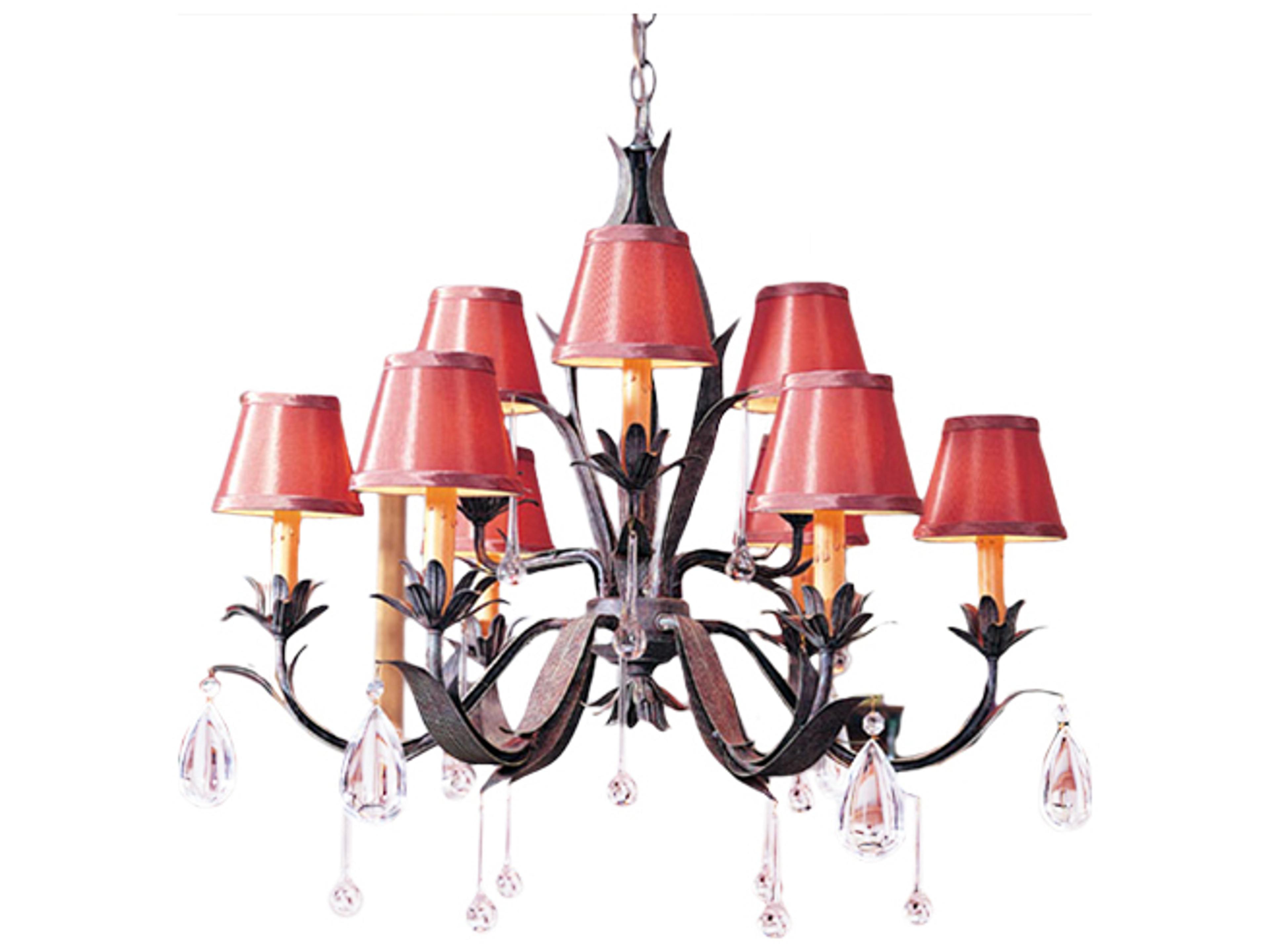 Meyda Slenderleaf 9-Light Warm Capri Brown Crystal Empire Tiered Chandelier