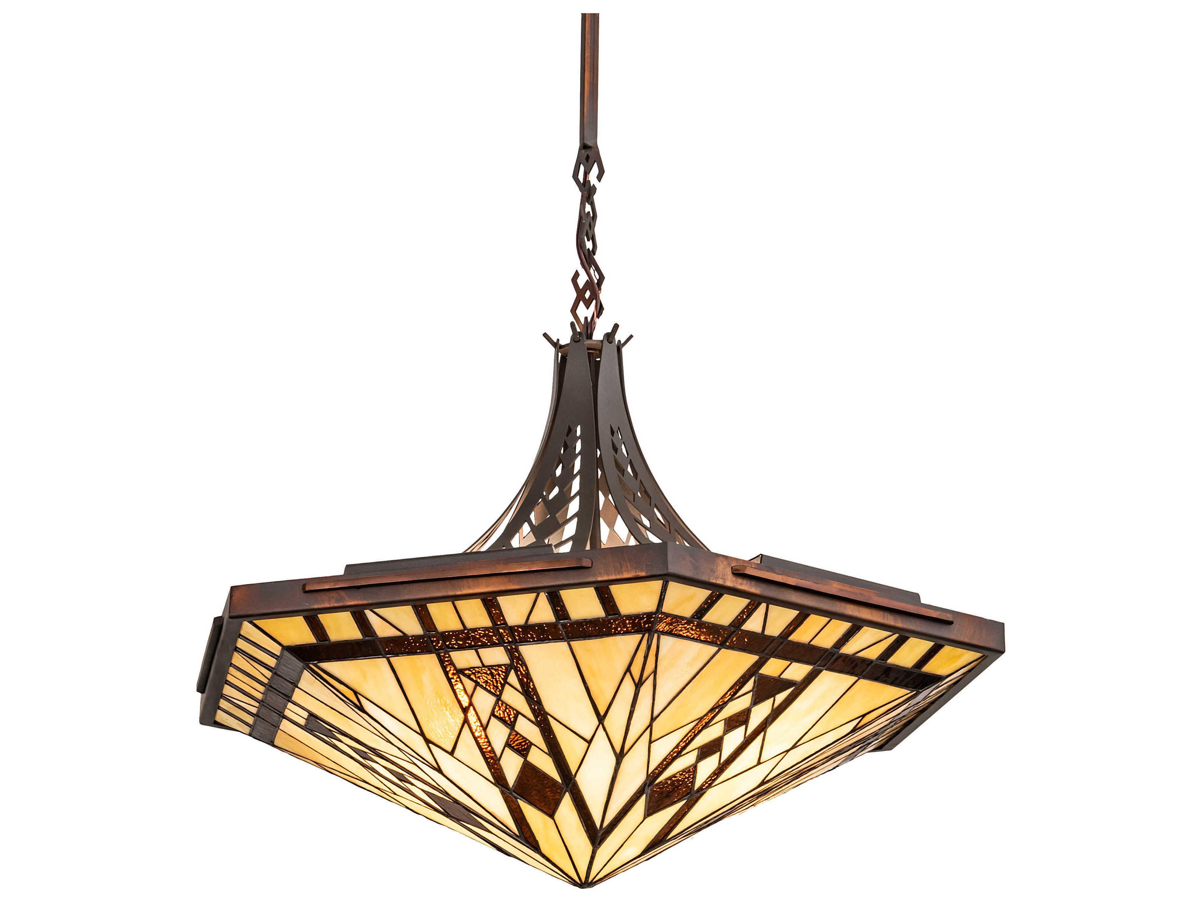 Meyda Sonoma 3-Light Rust Copper Brown Glass Tiffany Pendant