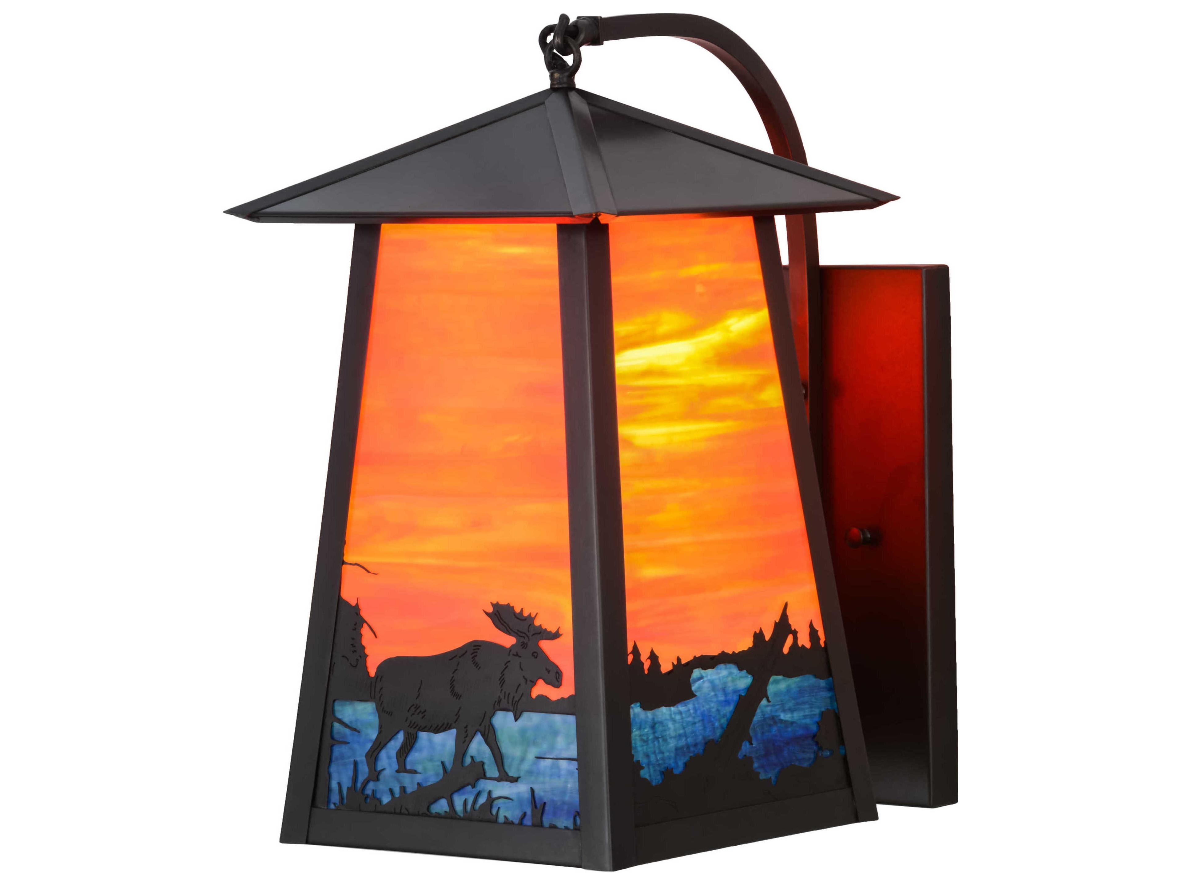 Meyda Stillwater Moose At Lake On Oa Craftsman Brown Wall Sconce