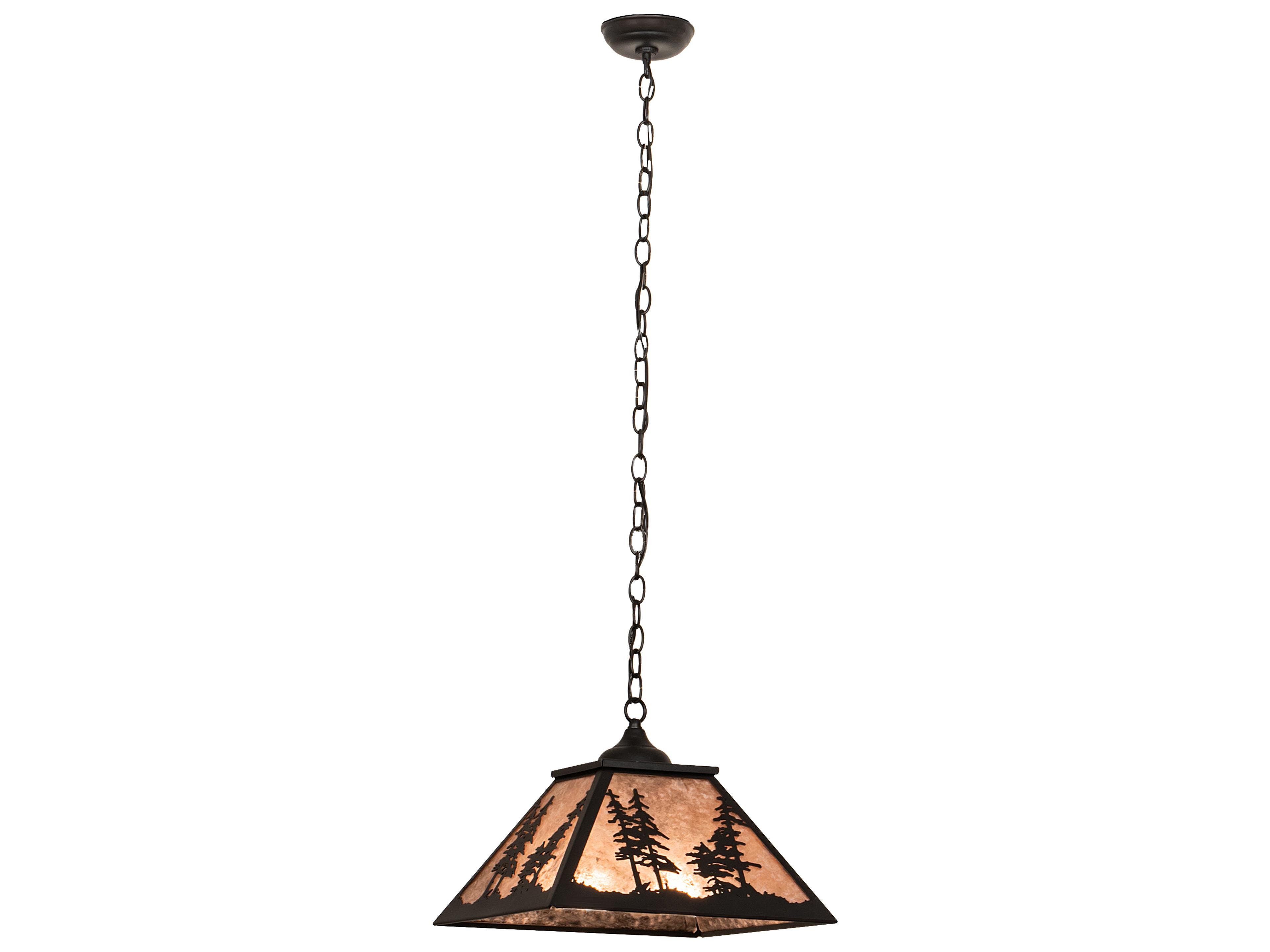 Meyda Tall Pines 2-Light Black Silver Mica Geometric Pendant