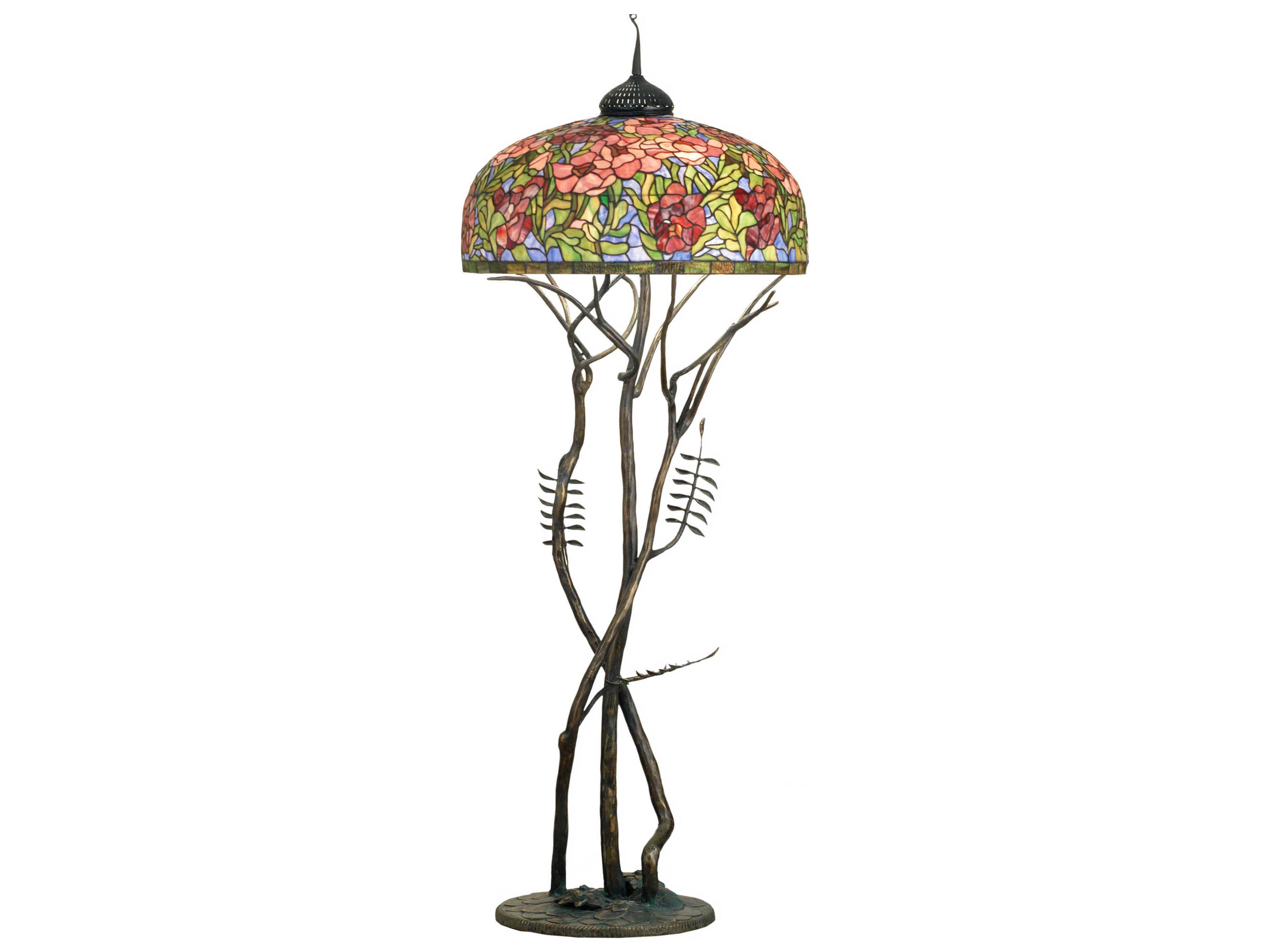 Meyda Tiffany Oriental Poppy Brown Glass Floor Lamp
