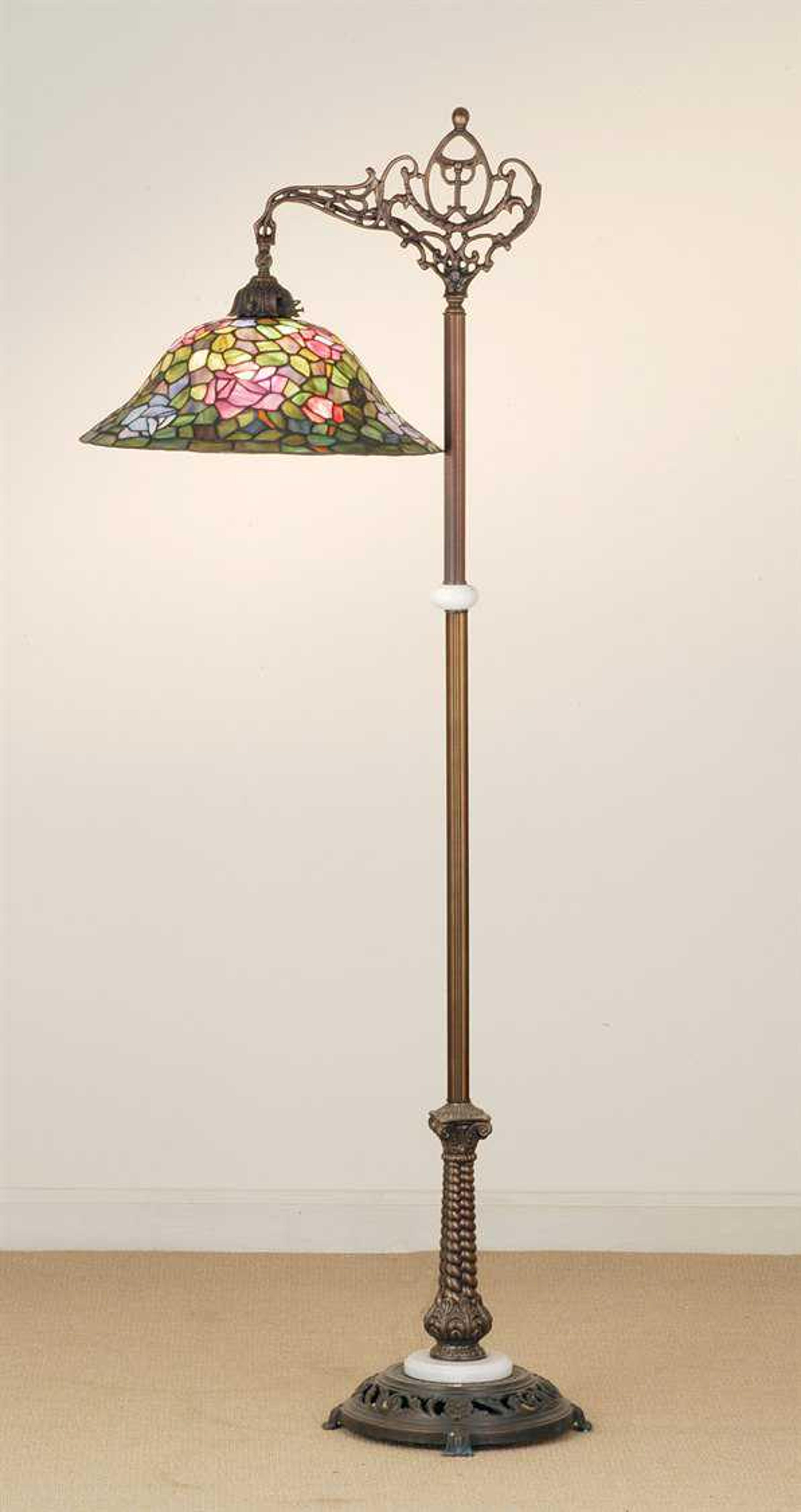 Meyda Tiffany Rosebush Bridge Arm Bronze Floor Lamp