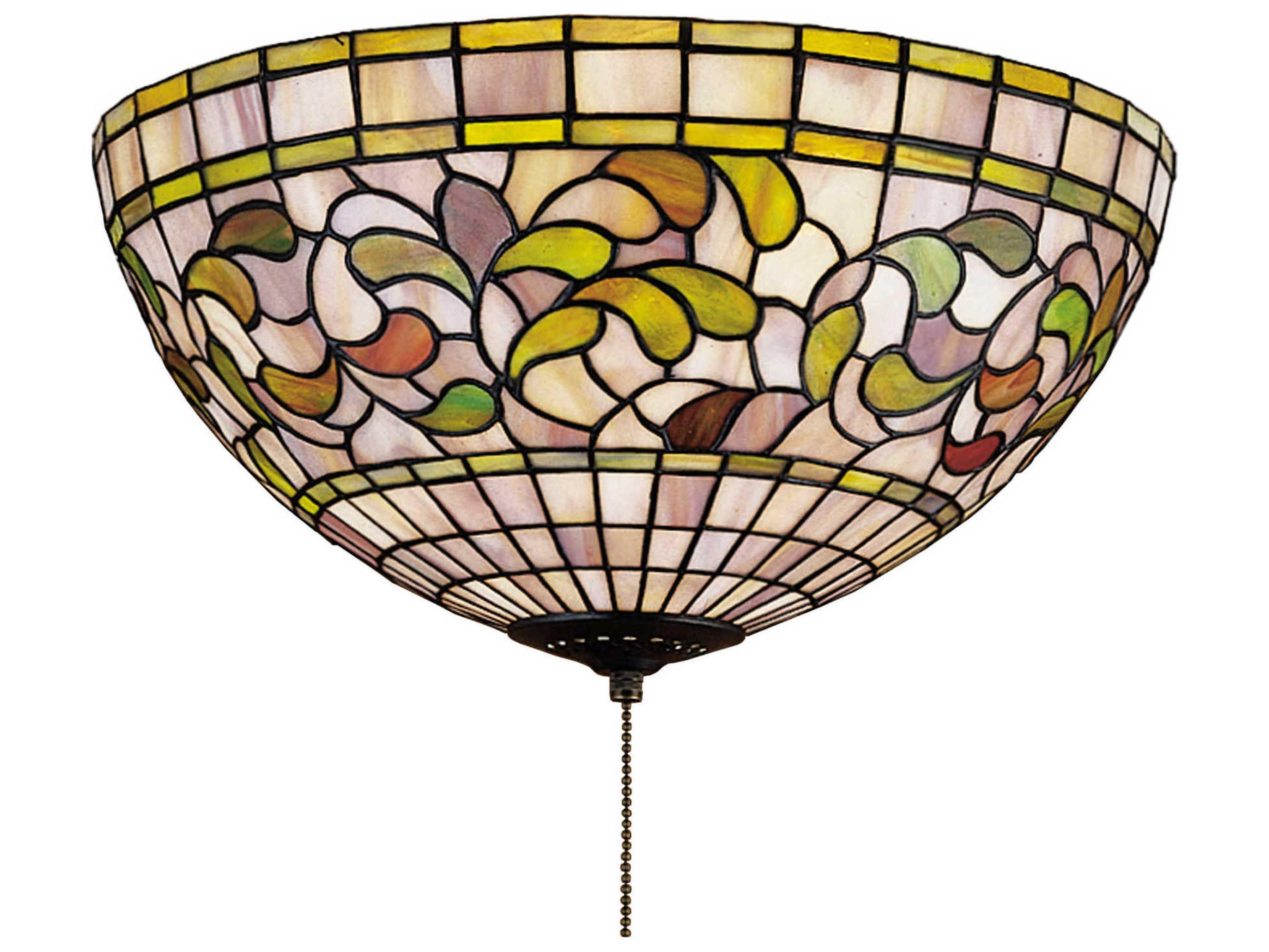 Meyda Tiffany Turning Leaf 3-Light Bronze Bowl Geometric Flush Mount