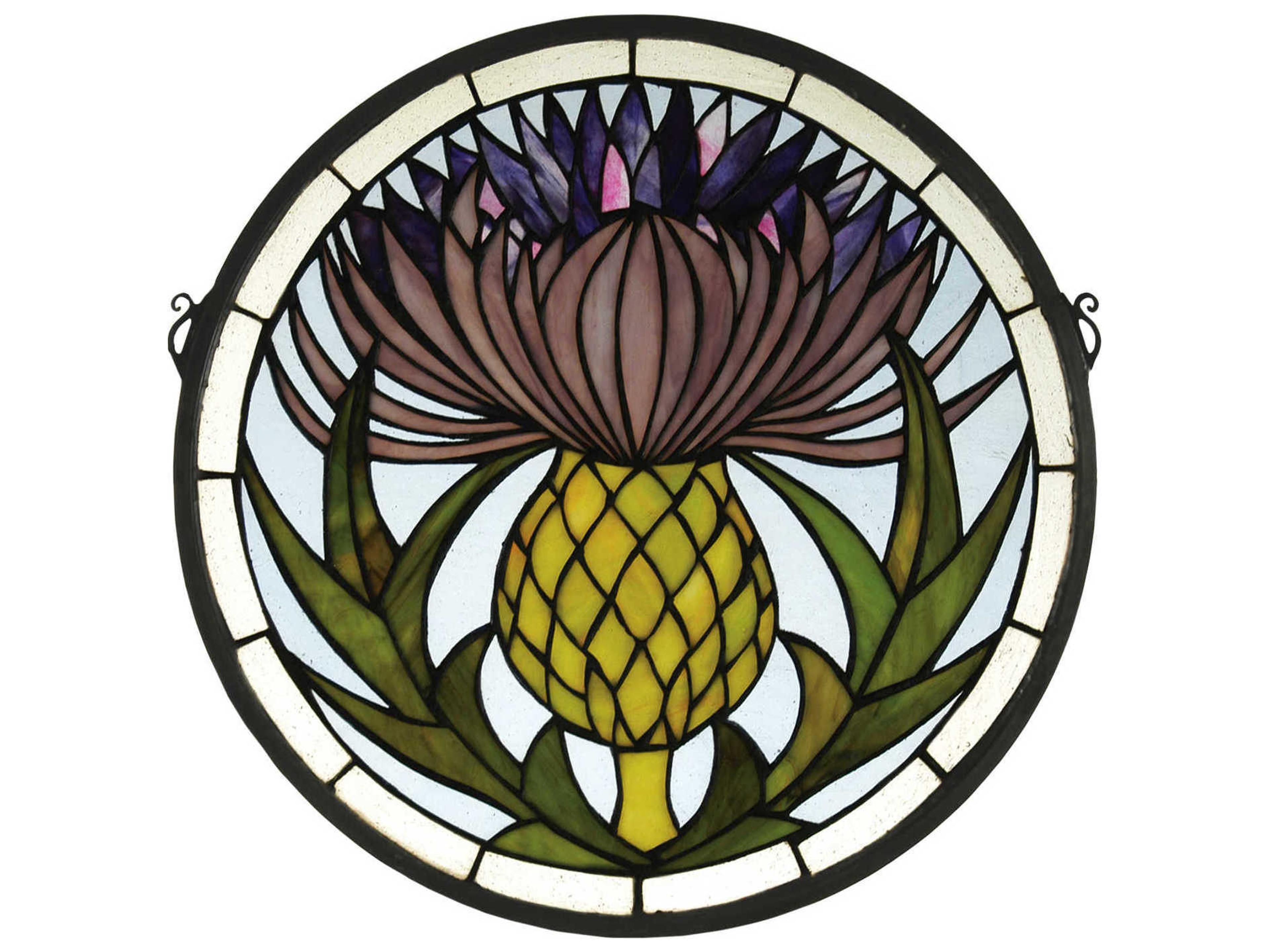Meyda Tiffany Thistle Medallion Stained Glass Window
