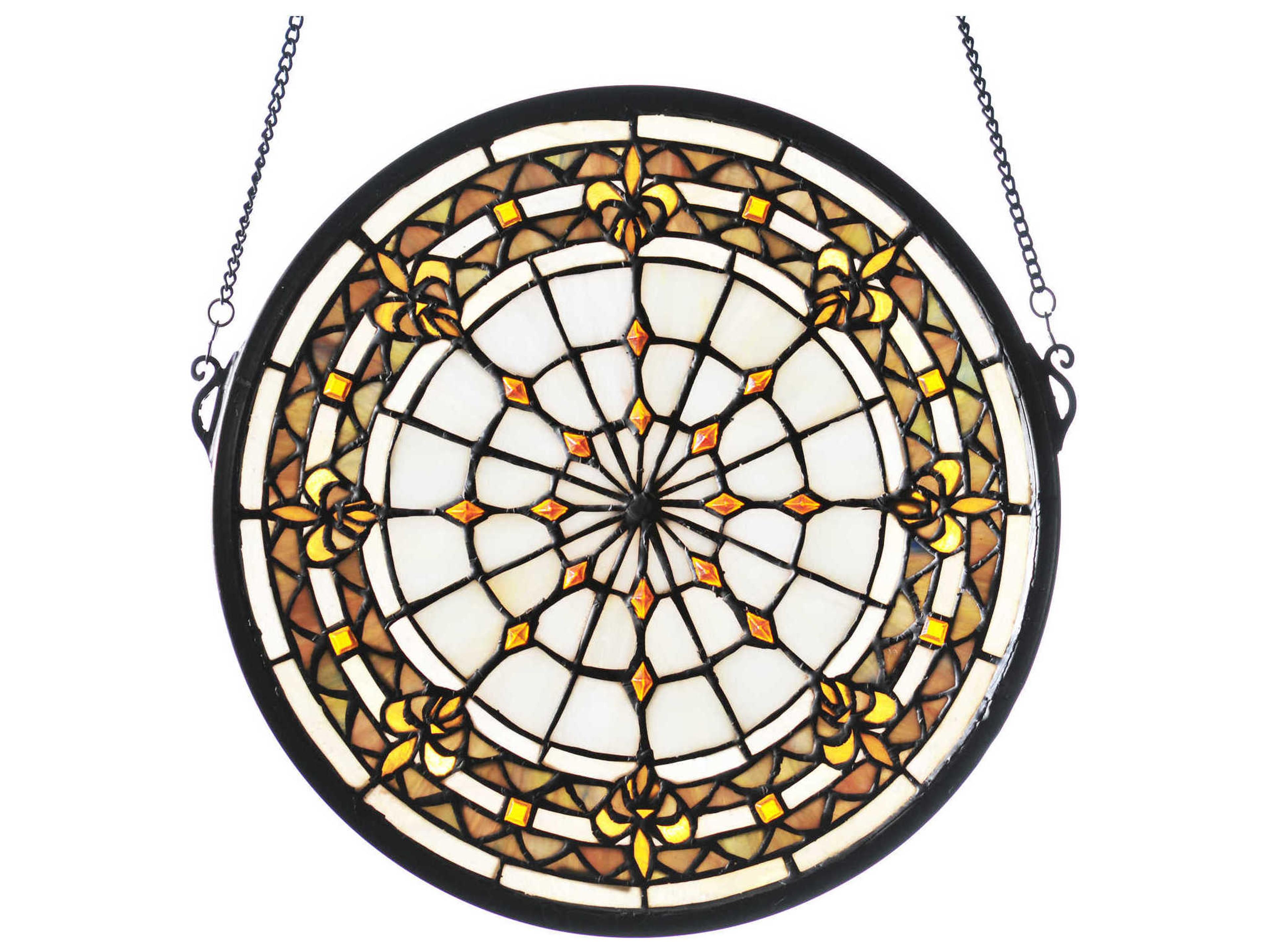 Meyda Fleur-De-Lis Medallion Stained Glass Window