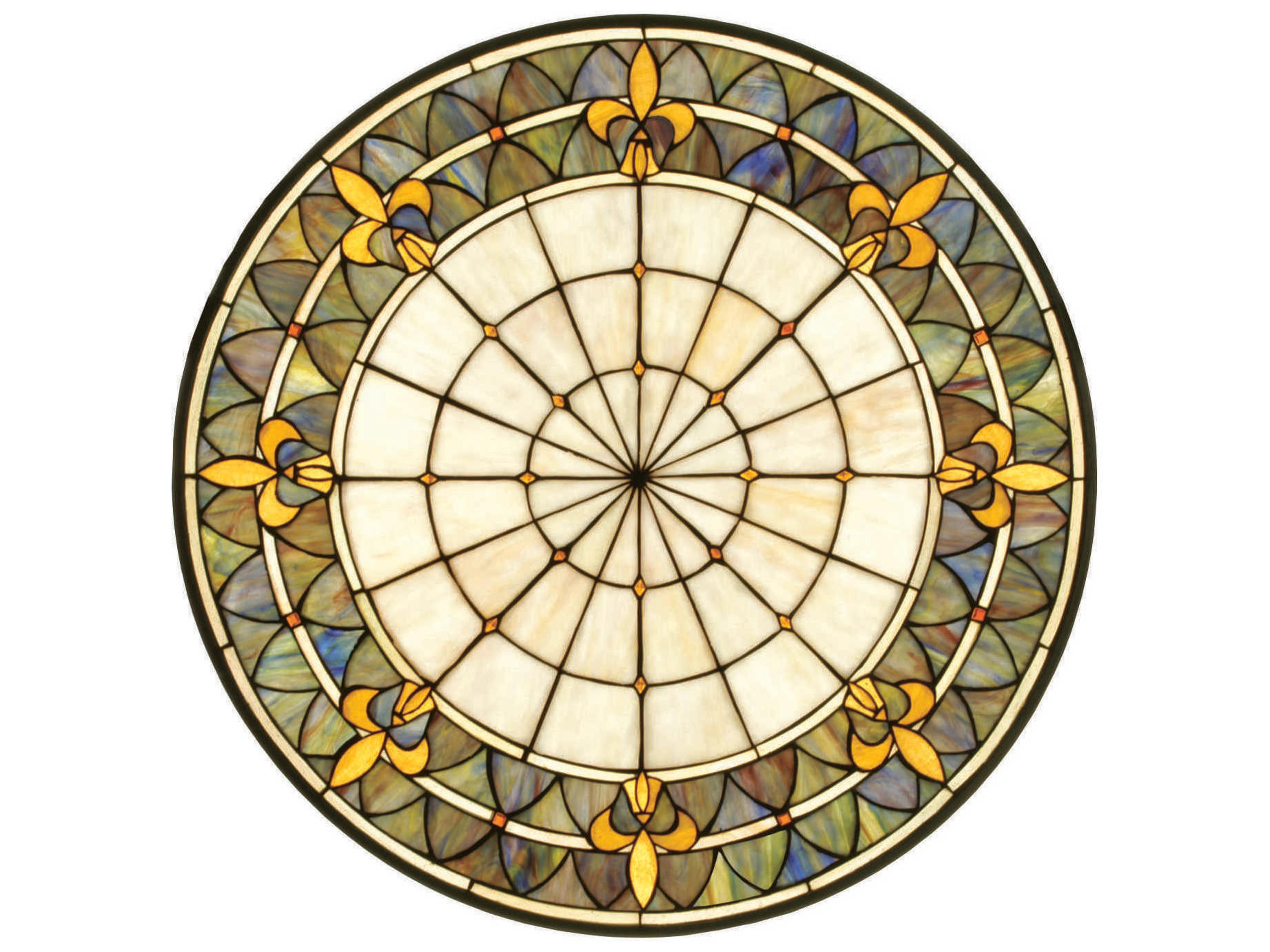 Meyda Fleur-De-Lis Medallion Stained Glass Window