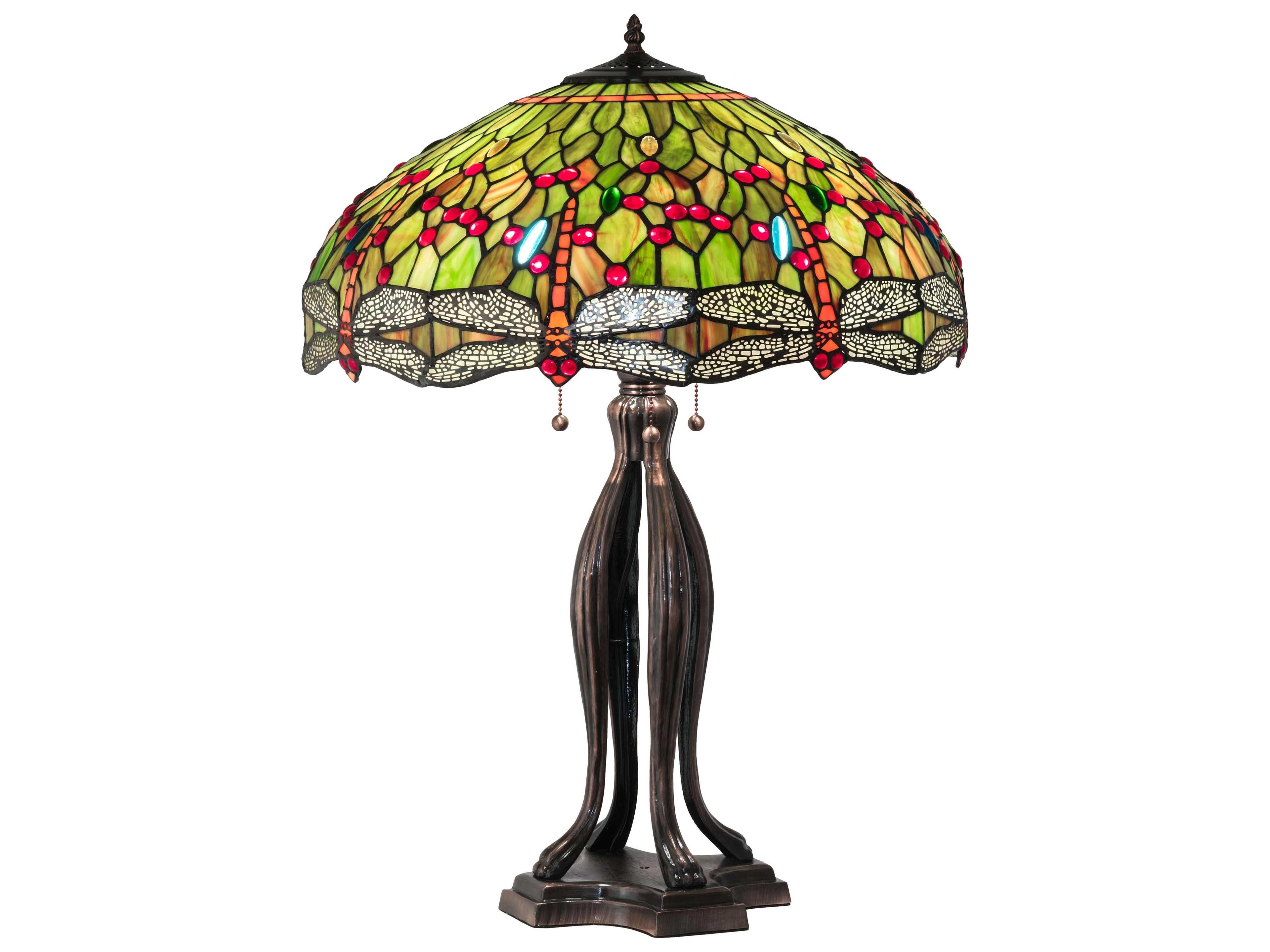 Meyda Tiffany Hanginghead Dragonfly Glass Mahogany Bronze Buffet Lamp