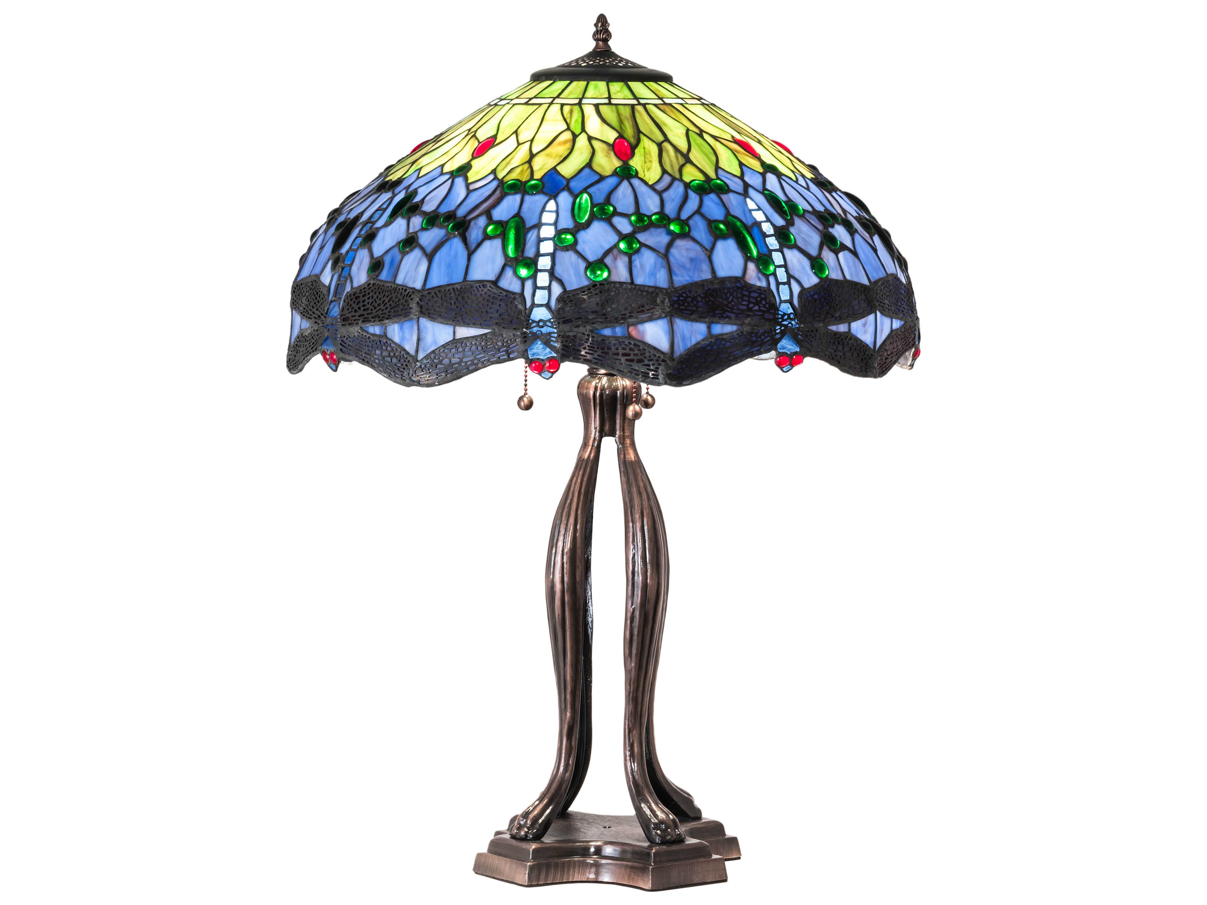 Meyda Tiffany Hanginghead Dragonfly Glass Mahogany Bronze Buffet Lamp