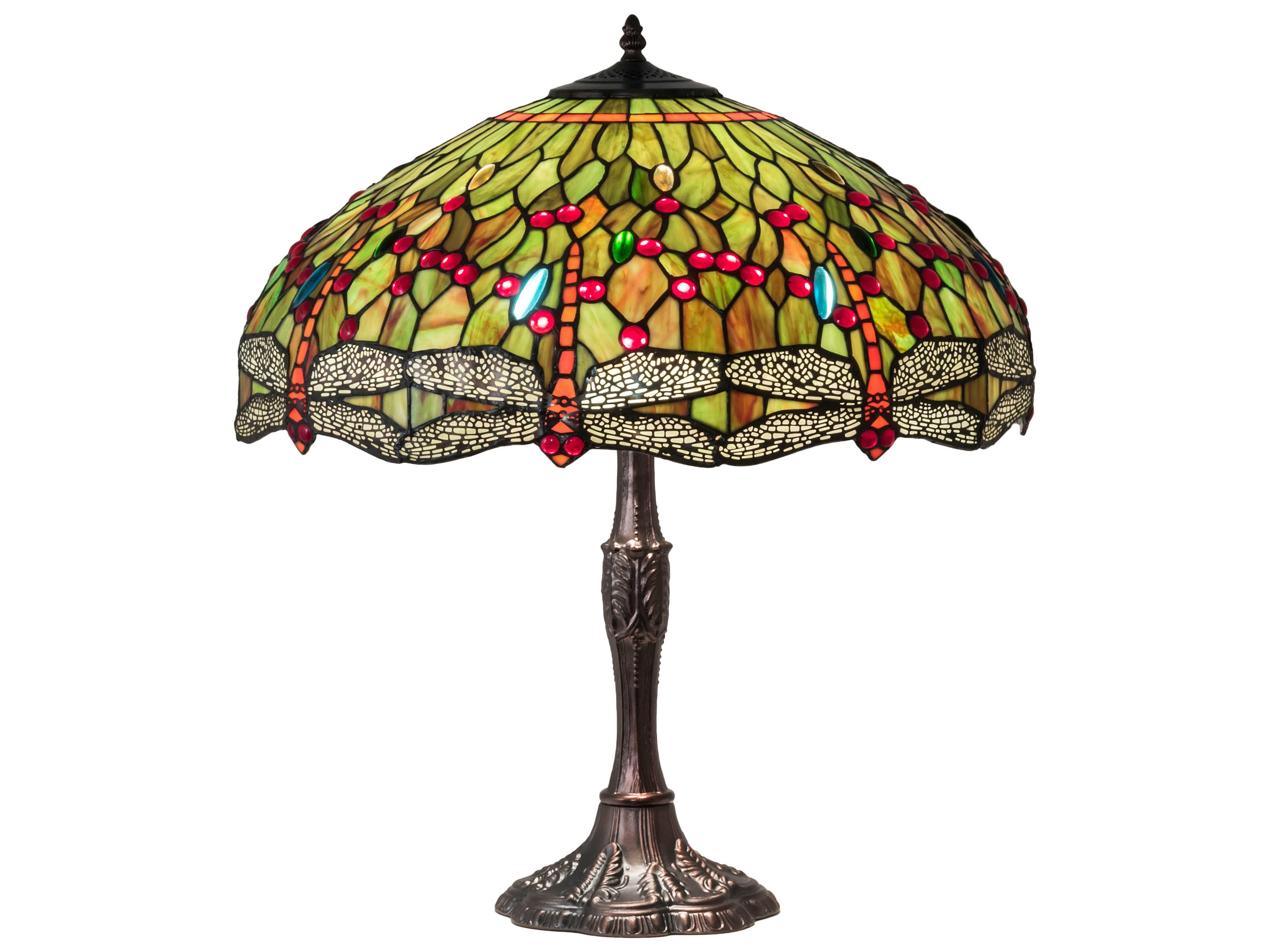 Meyda Tiffany Hanginghead Dragonfly Glass Mahogany Bronze Buffet Lamp