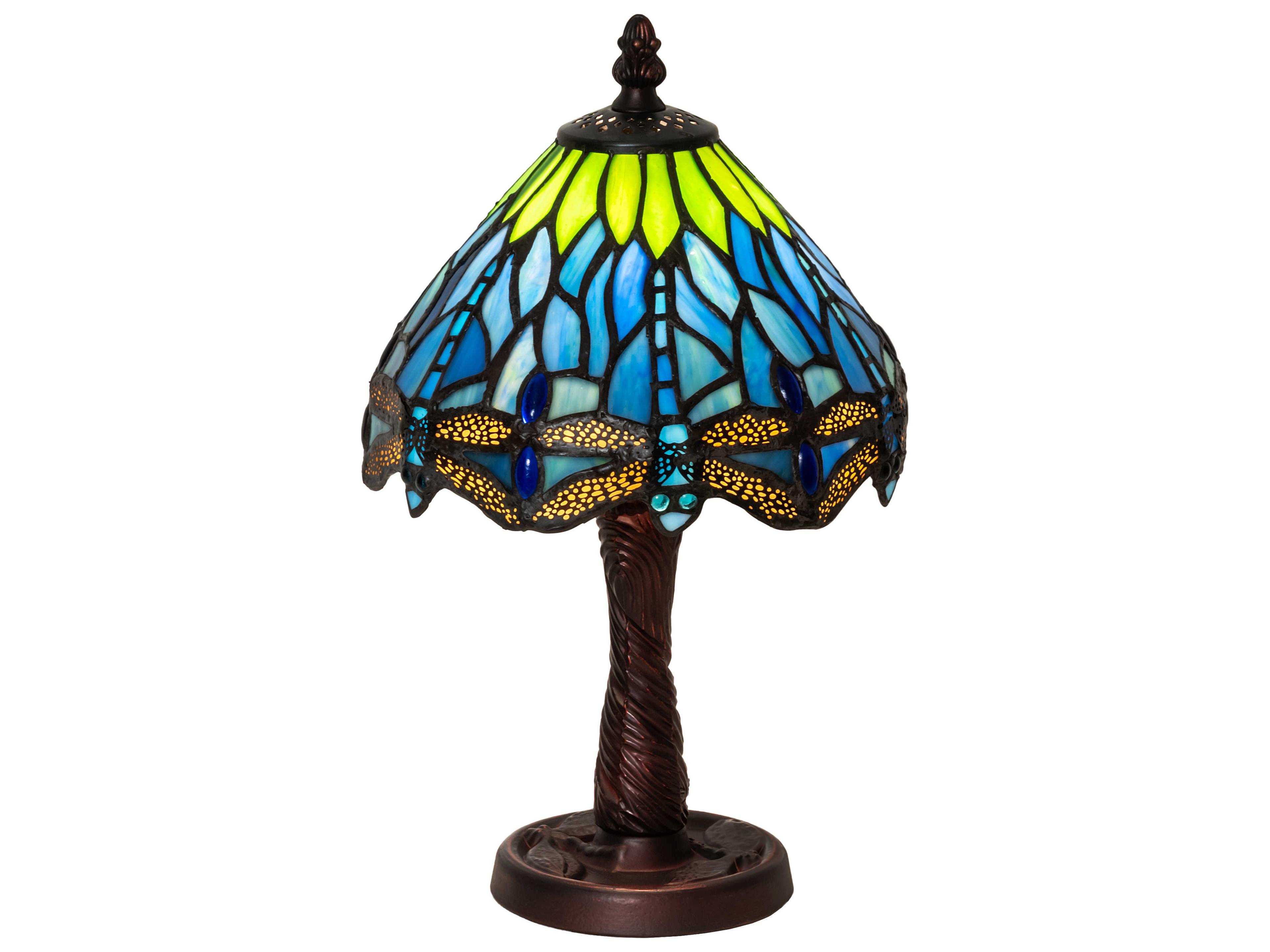 Meyda Tiffany Hanginghead Dragonfly Glass Mahogany Bronze Table Lamp