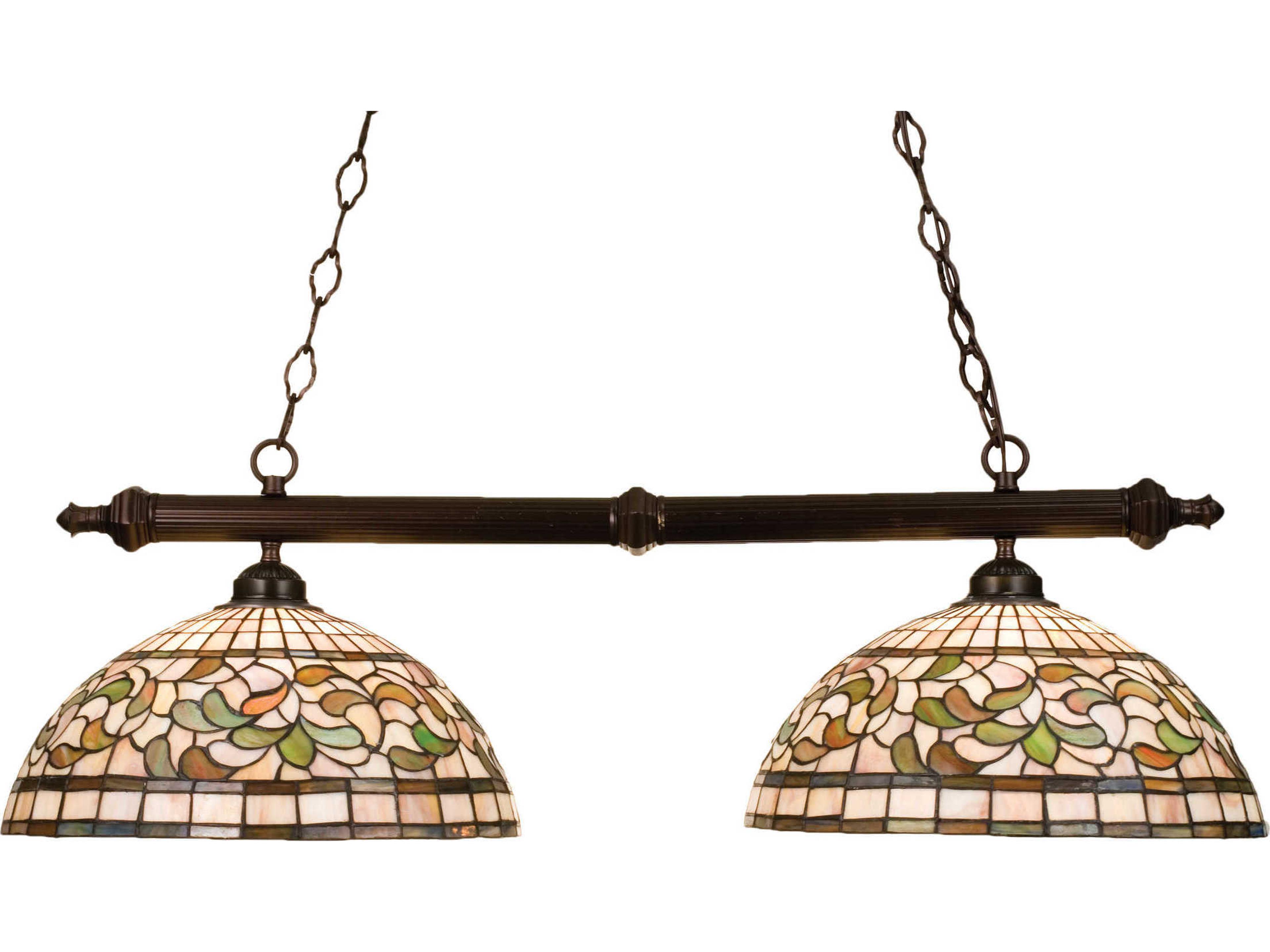 Meyda Tiffany Turning Leaf 2-Light Bronze Dome Geometric Island Pendant
