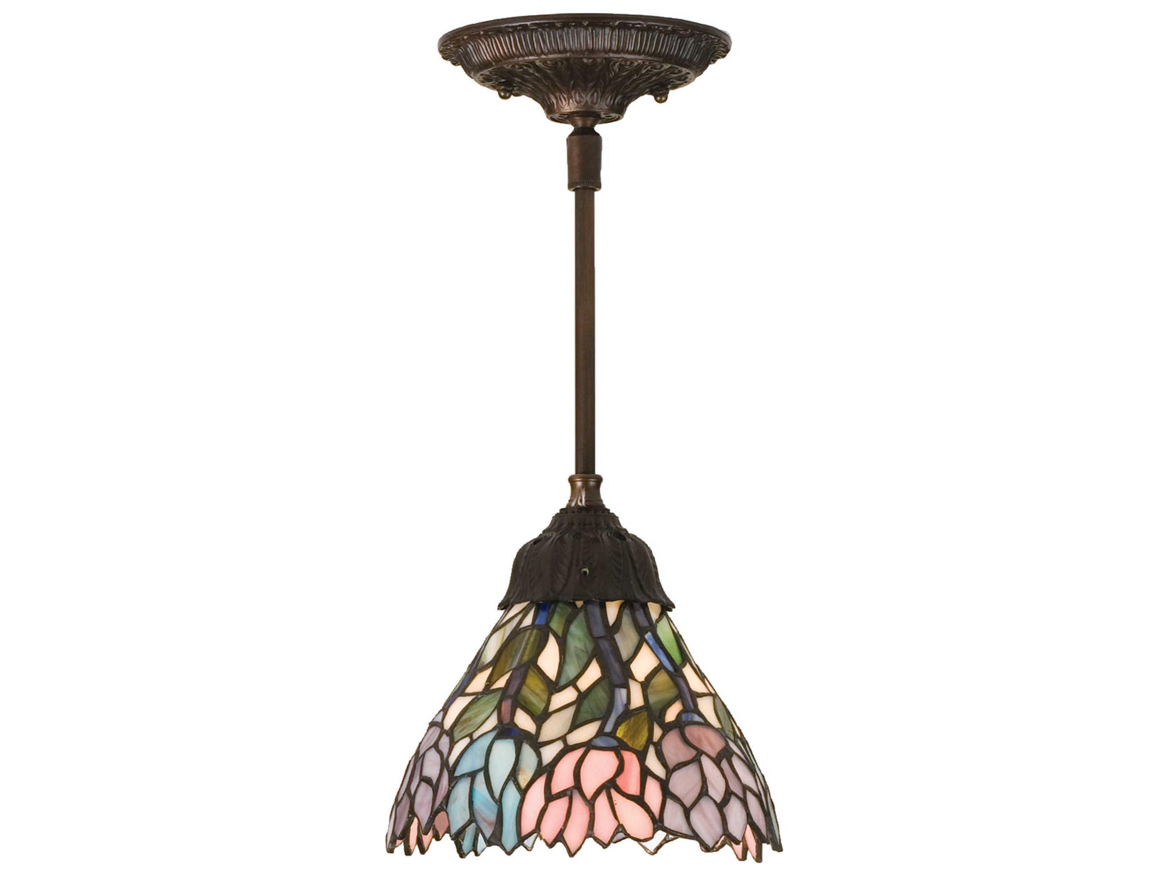 Meyda Wisteria 1-Light Brown Tiffany Geometric Mini Pendant