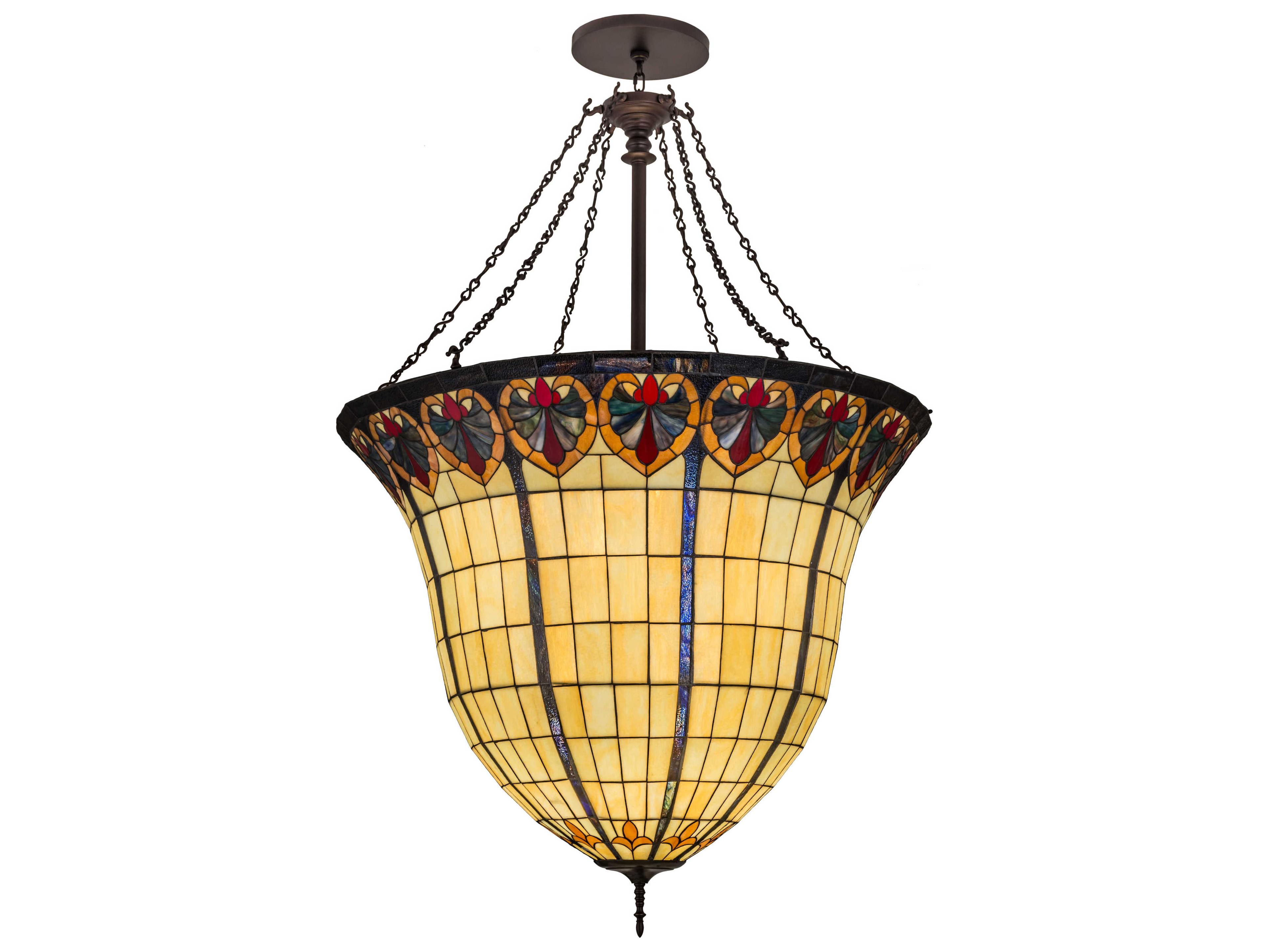 Meyda Nouveau 12-Light Yellow Tiffany Geometric Pendant