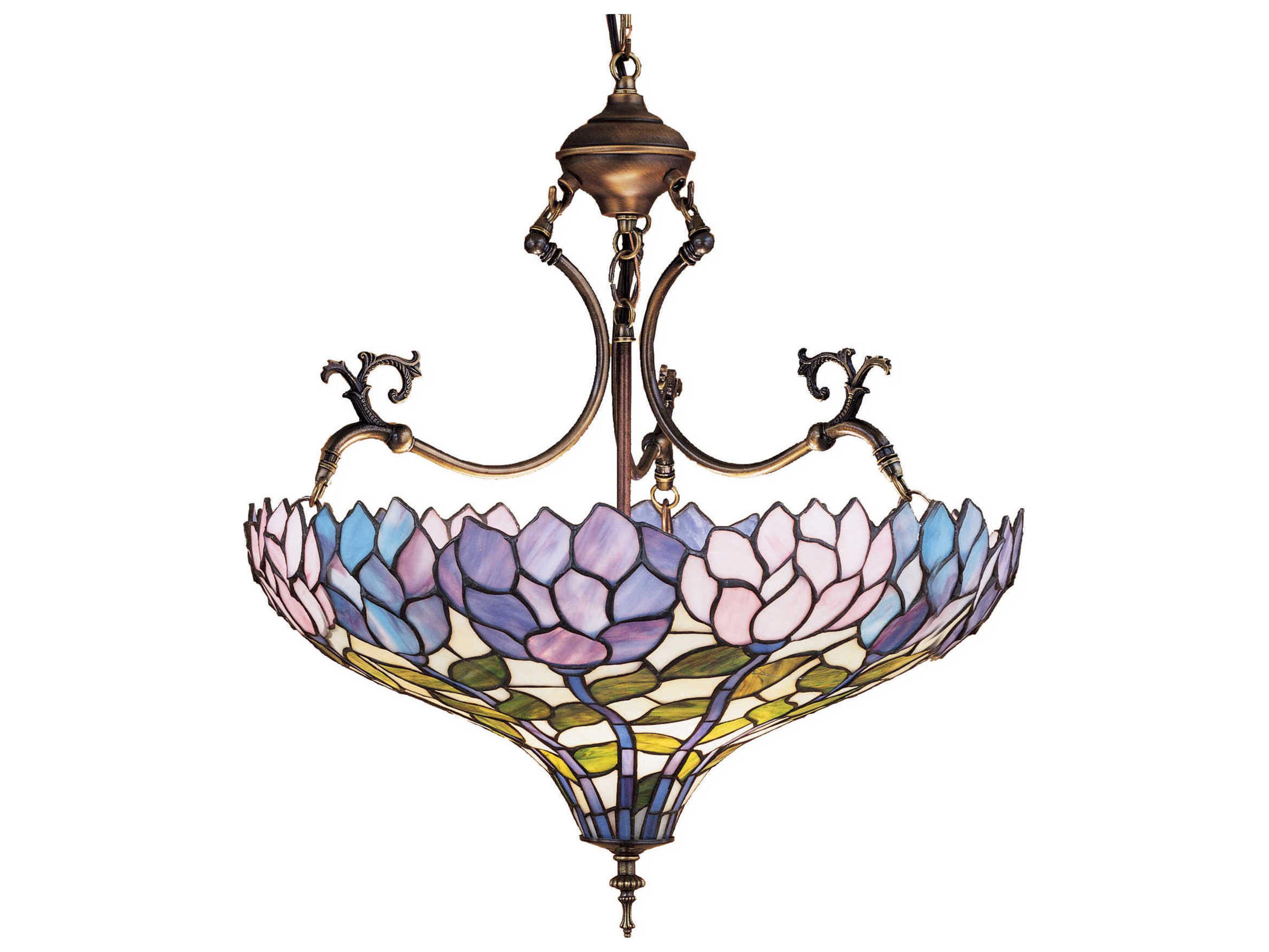 Meyda Wisteria 3-Light Bronze Tiffany Bowl Geometric Pendant