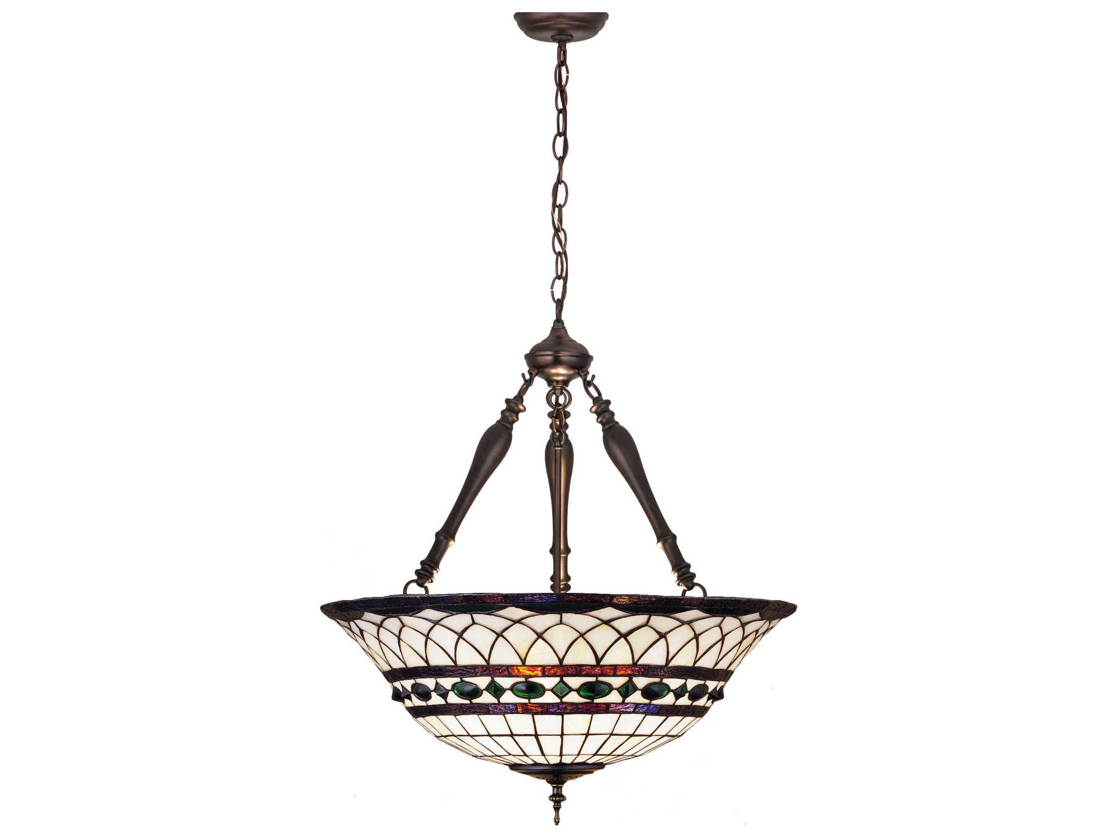 Meyda Tiffany 3-Light Brown Bowl Geometric Pendant