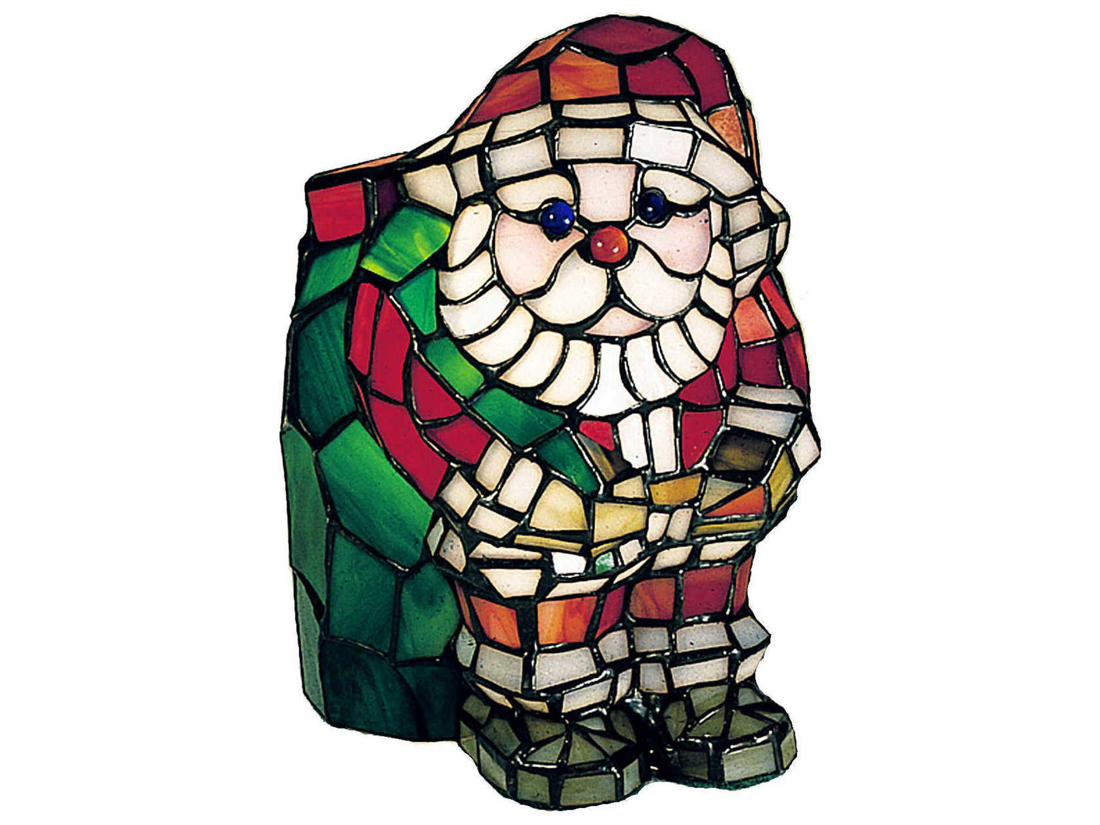 Meyda Tiffany Santa Claus Glass Accent Green Table Lamp