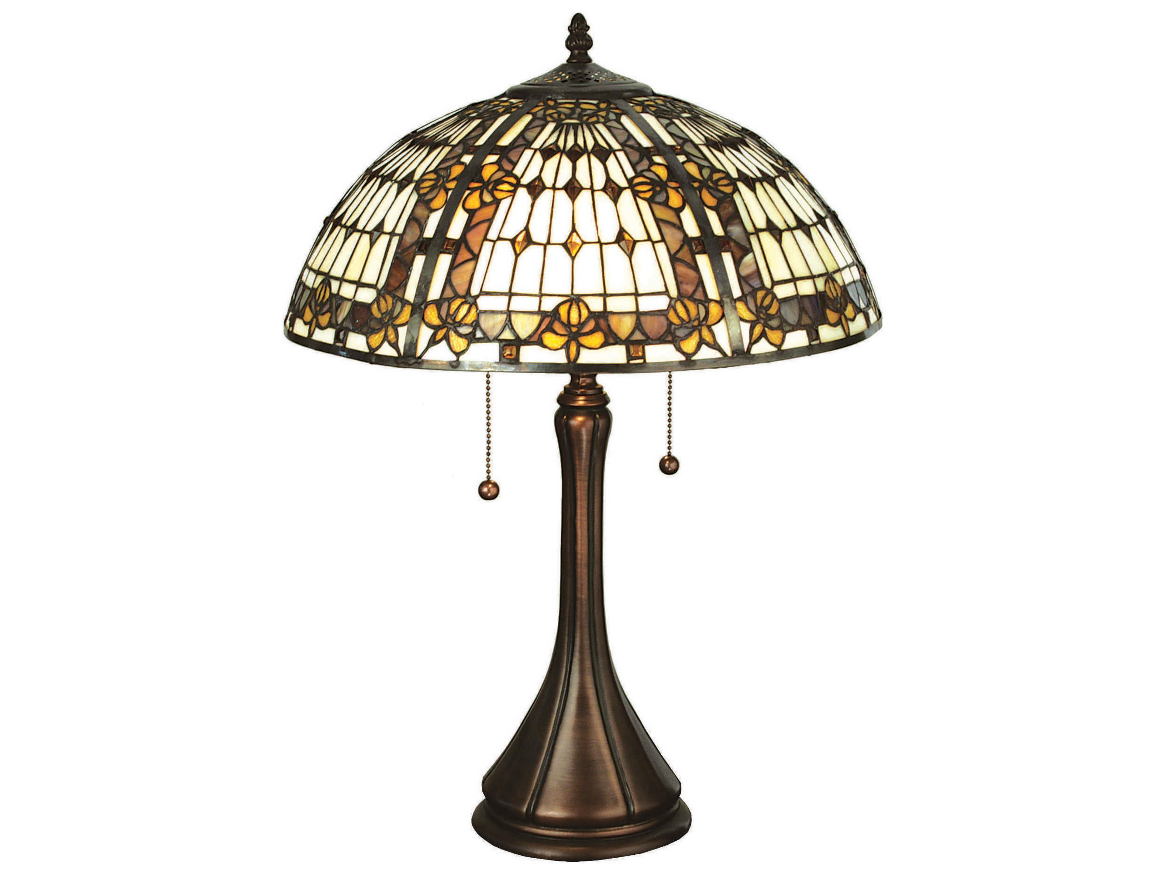 Meyda Fleur-De-Lis Bronze Tiffany Table Lamp