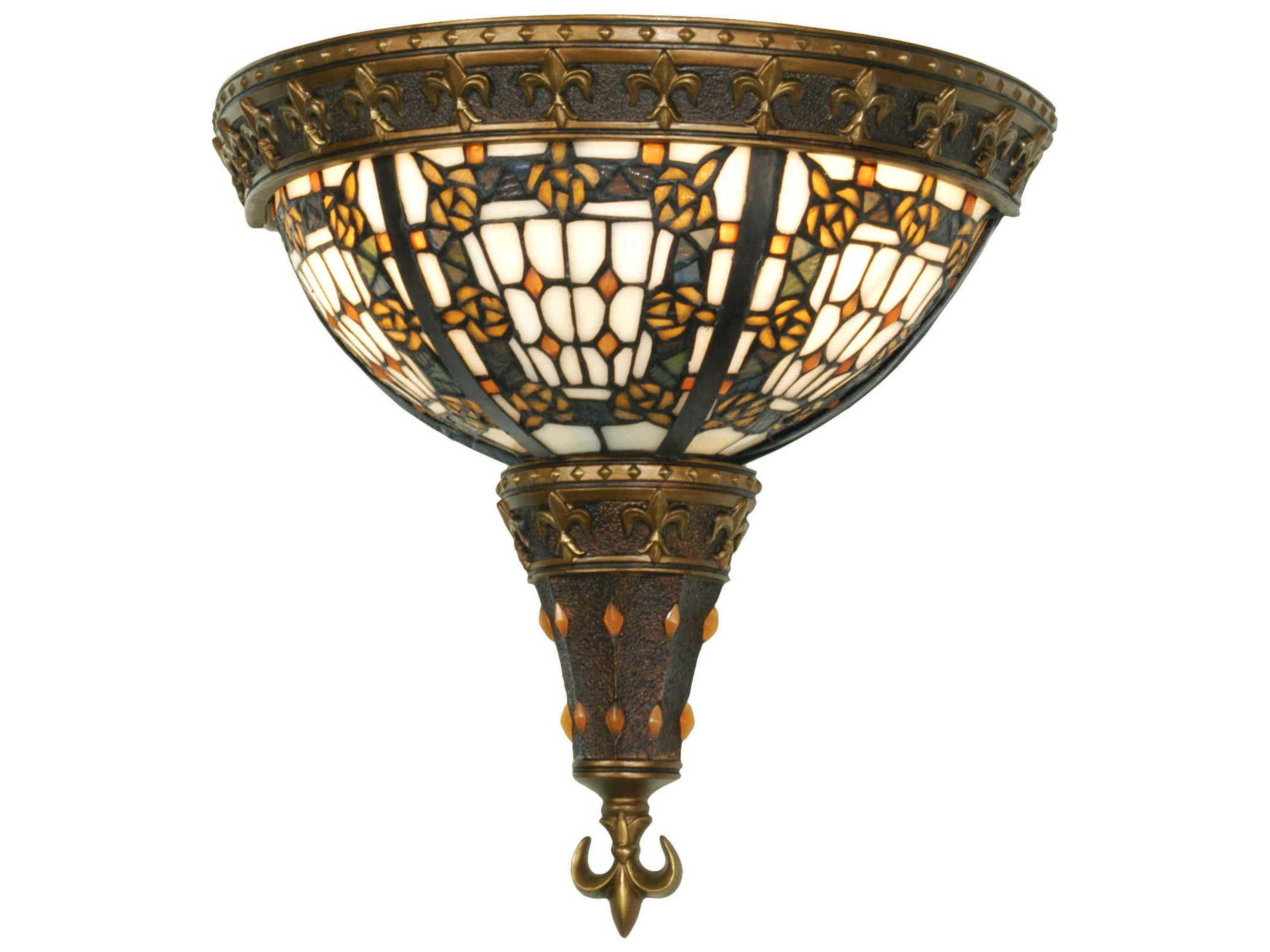 Meyda Fleur-de-lis 2-Light Bronze Tiffany Wall Sconce