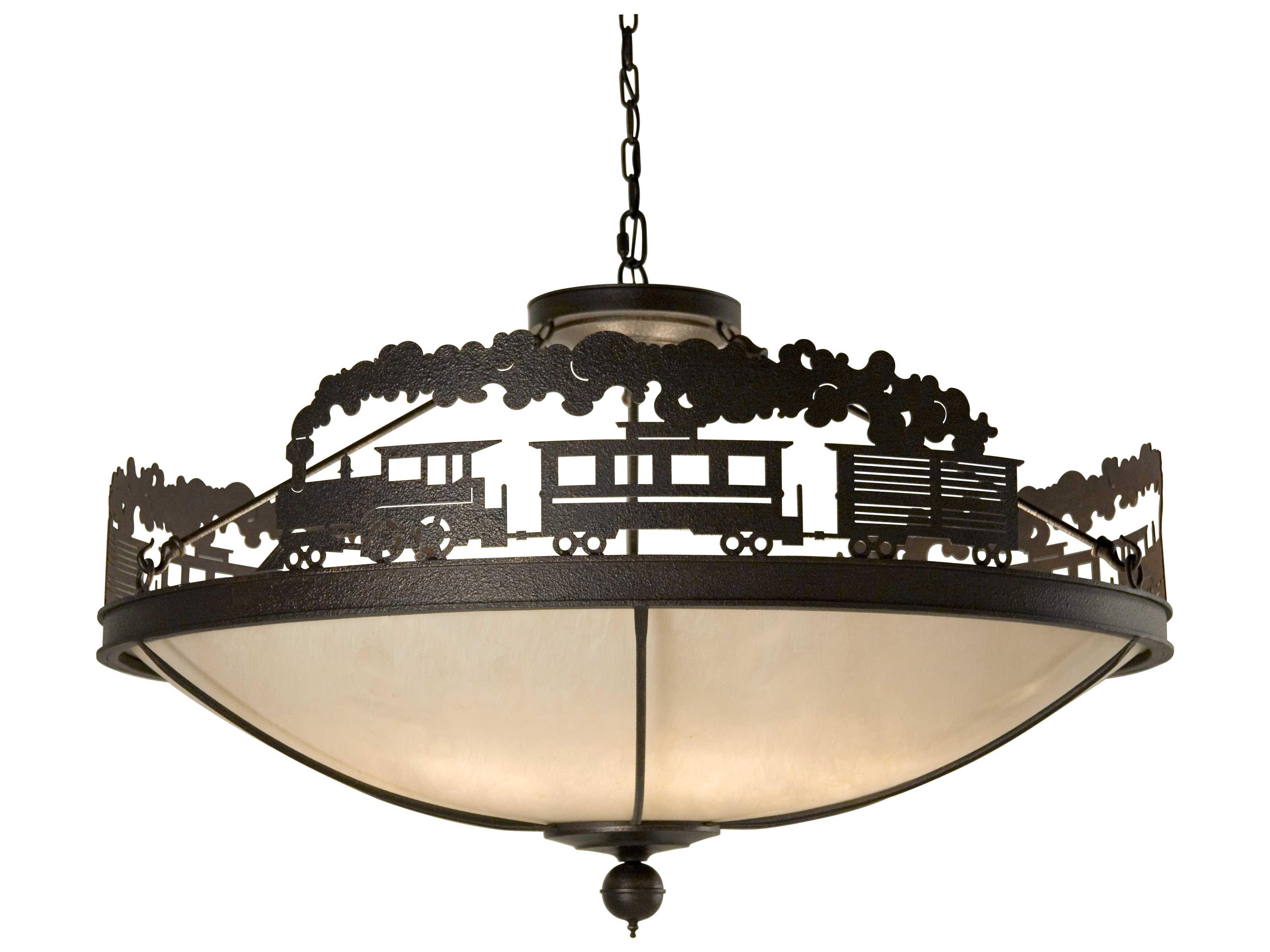 Meyda Train 8-Light Beige Brown Bowl Pendant