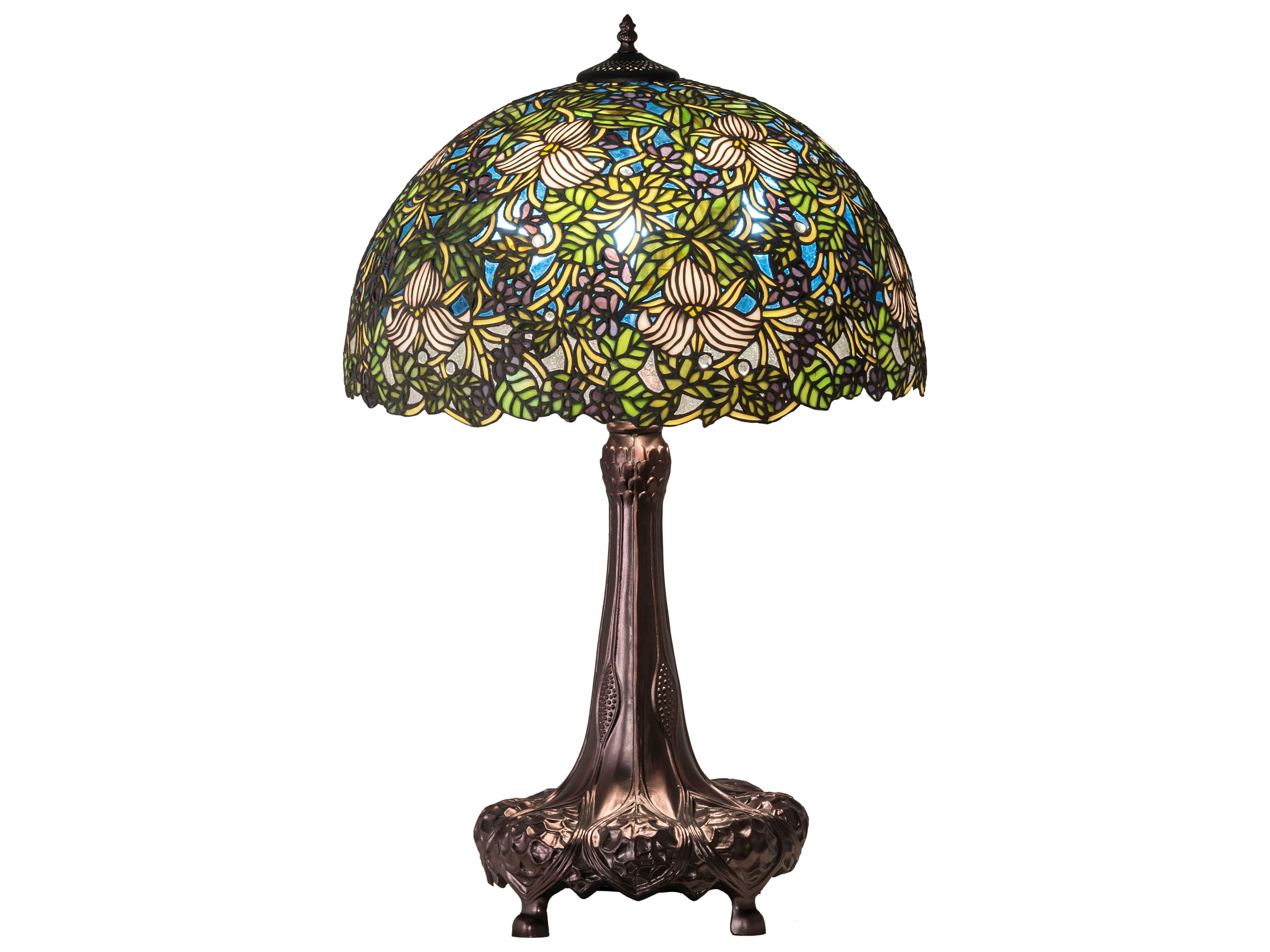 Meyda Trillium & Violet Glass Tiffany Mahogany Bronze Buffet Lamp