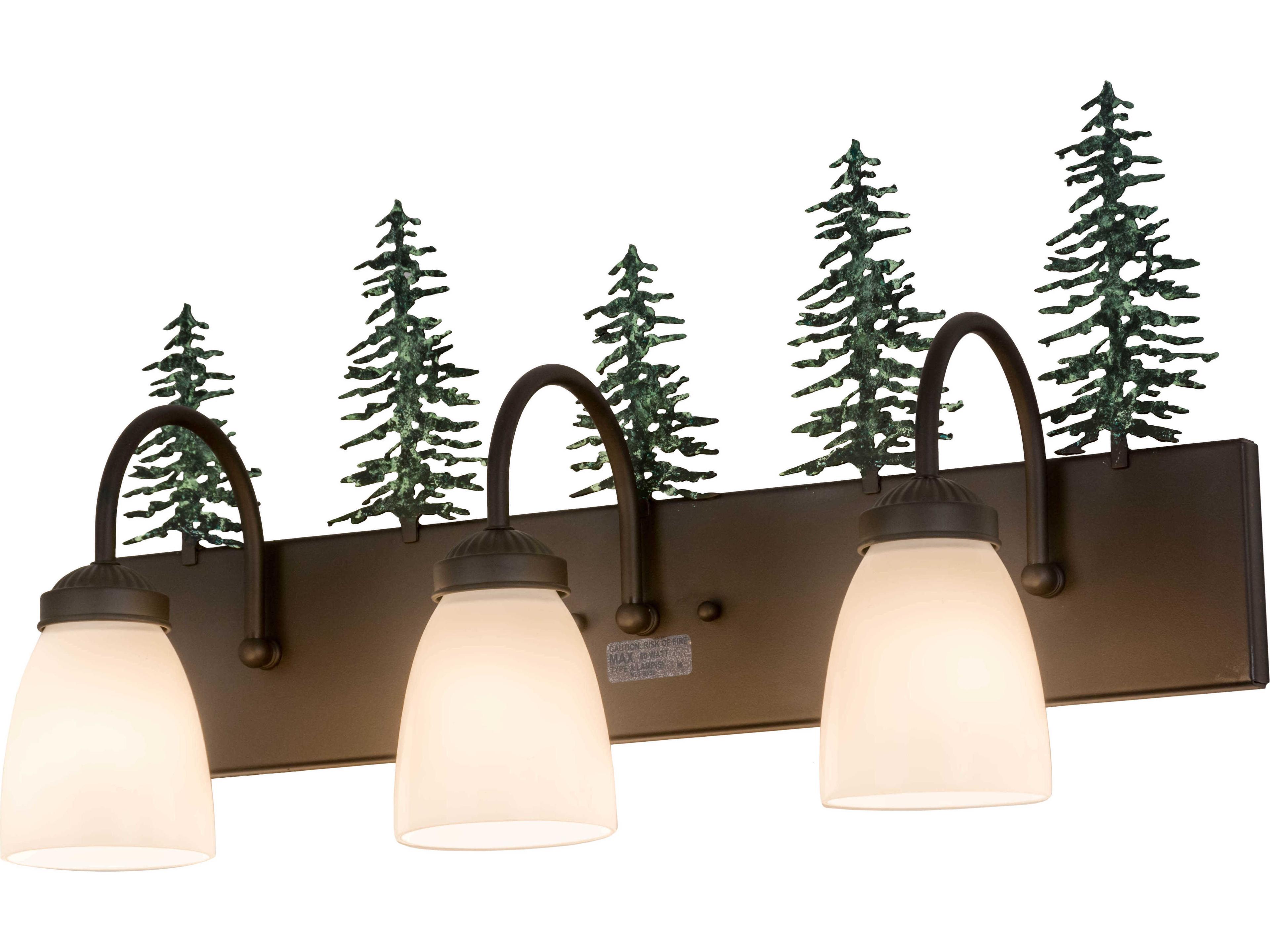 Meyda Tall Pines 3-Light Bronze Glass Vanity Light
