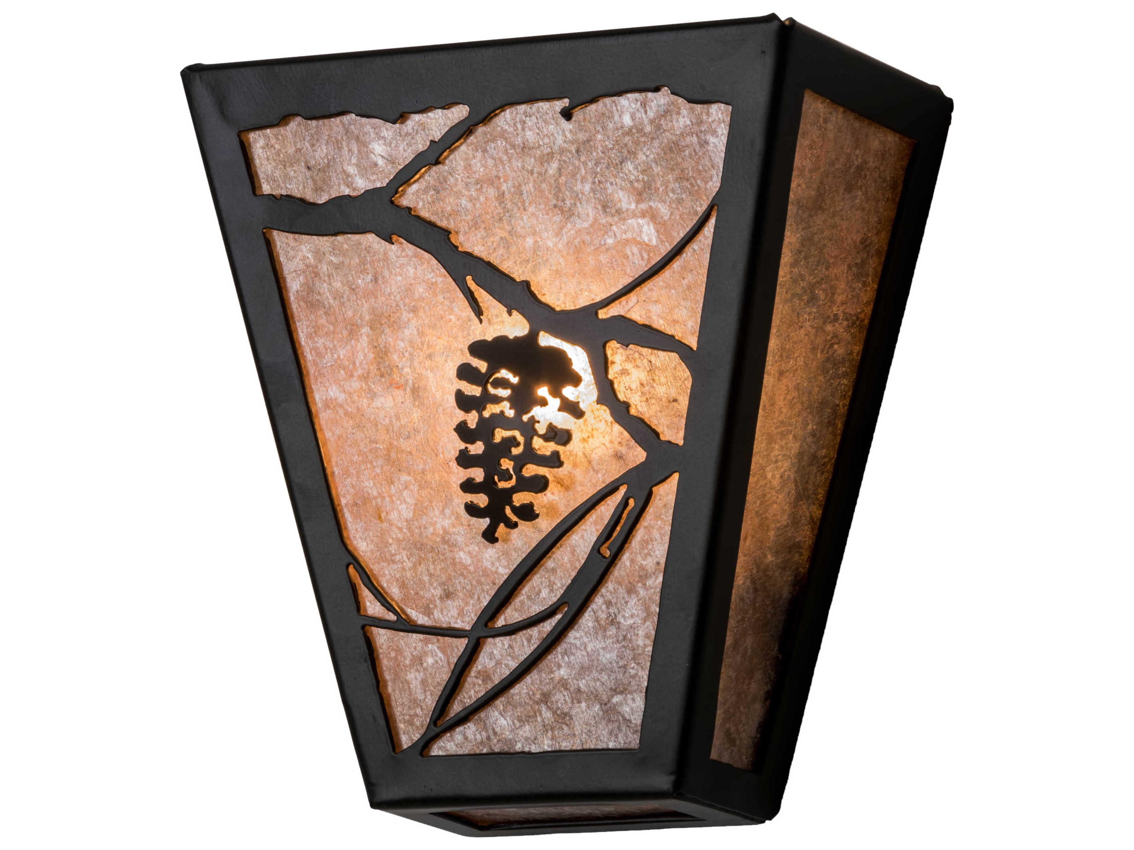 Meyda Whispering Pines 2-Light Bronze Glass Wall Sconce