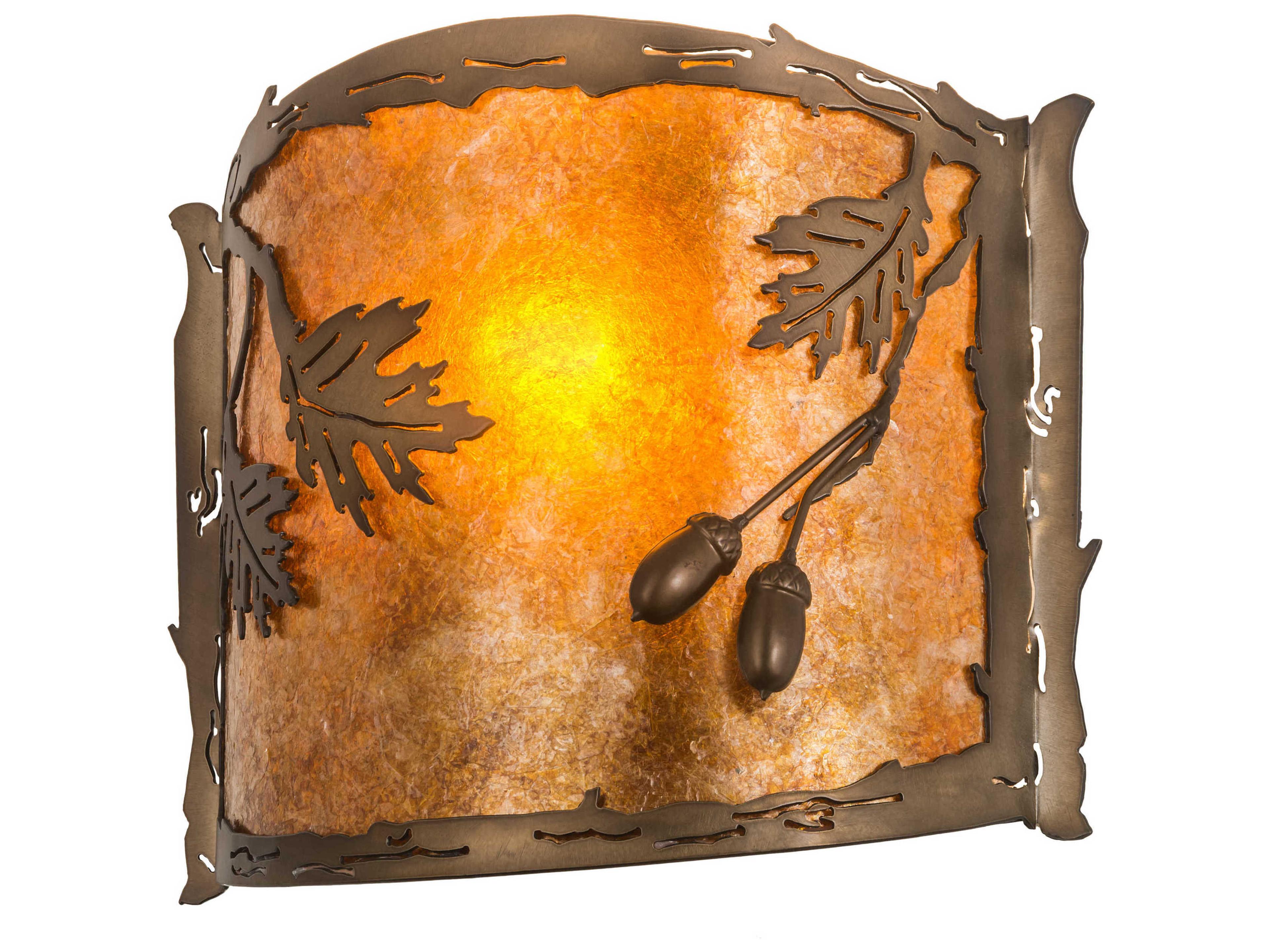 Meyda Oak Leaf & Acorn 1-Light Copper Glass Wall Sconce