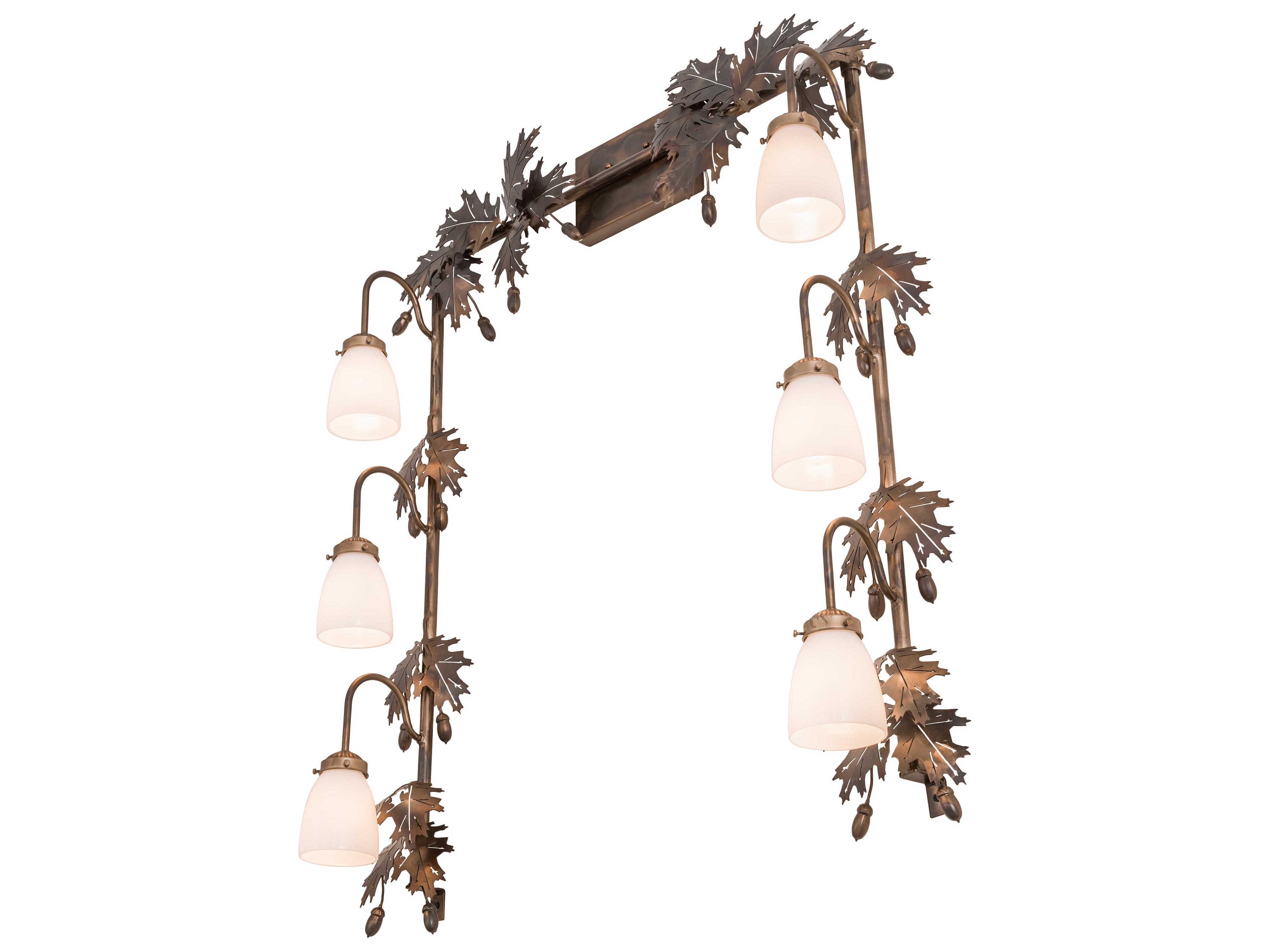 Meyda Oak Leaf & Acorn 6-Light Copper Glass Vanity Light