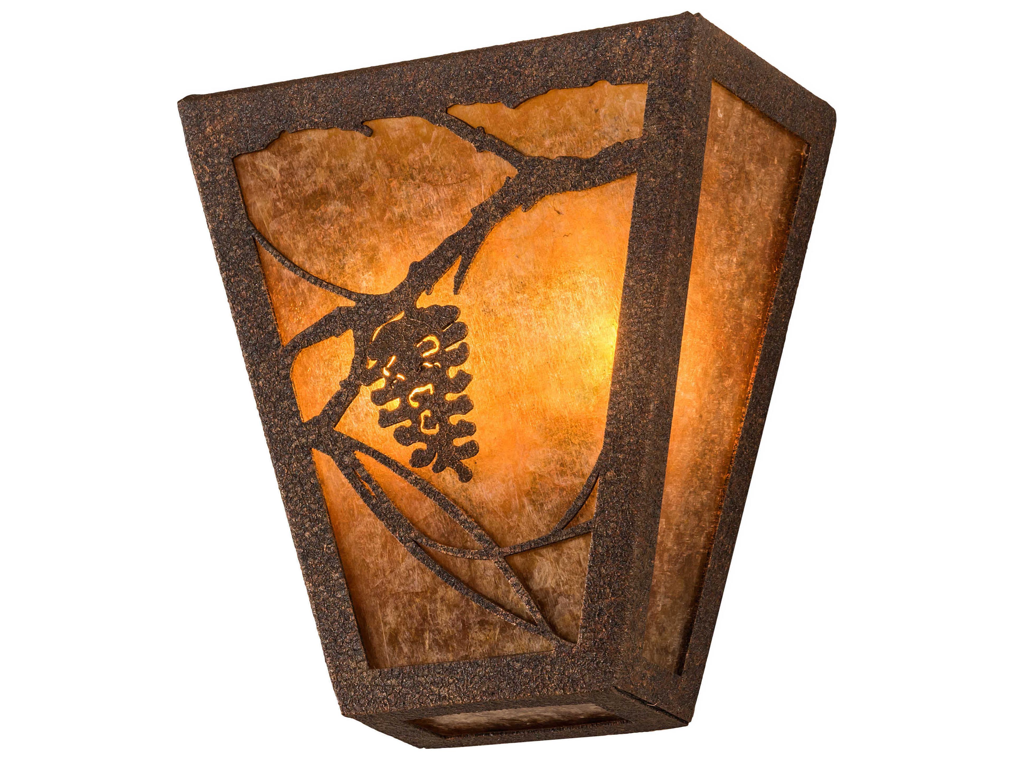 Meyda Whispering Pines 2-Light Bronze Glass Wall Sconce