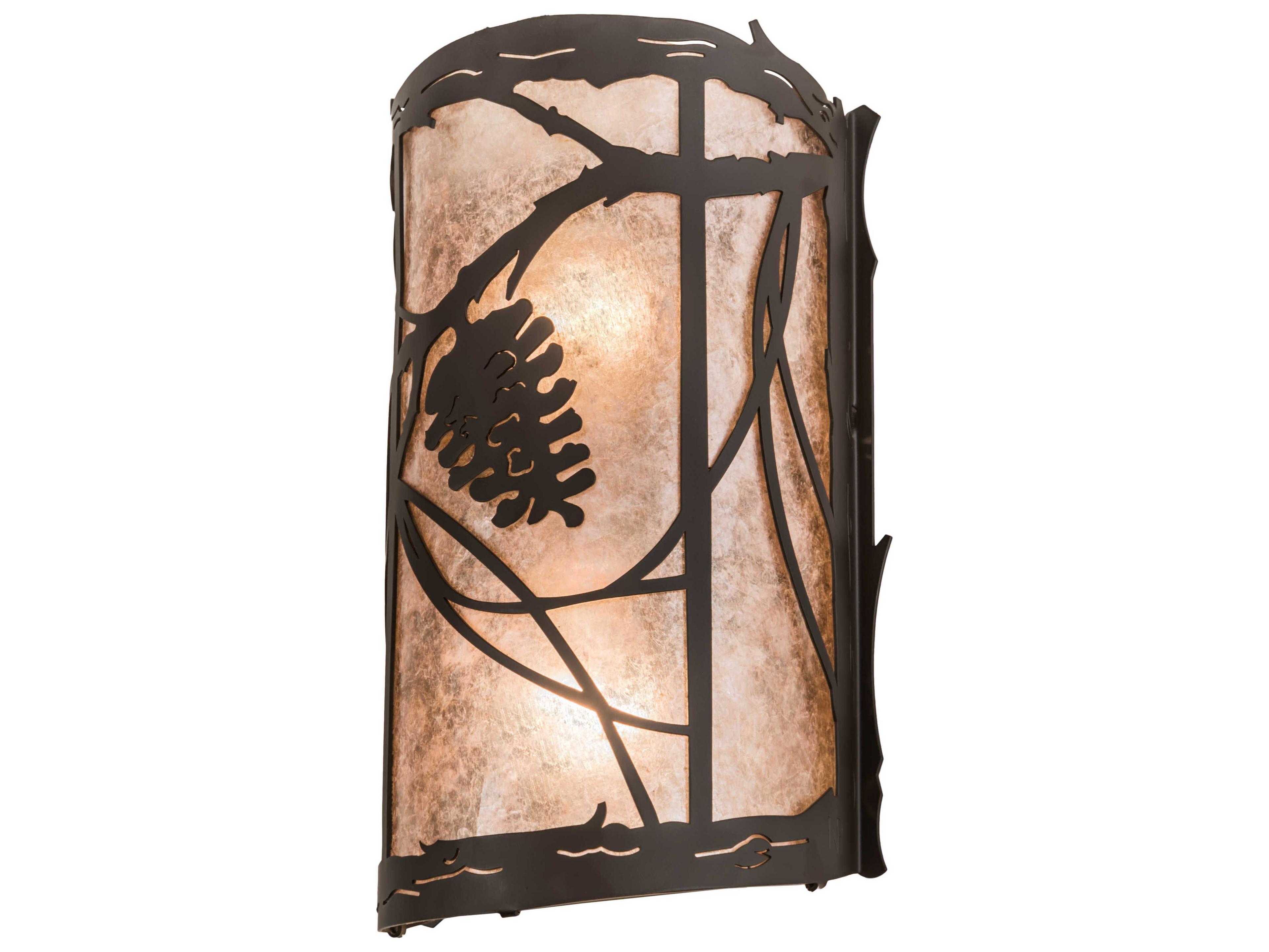 Meyda Whispering Pines 2-Light Bronze Glass Wall Sconce