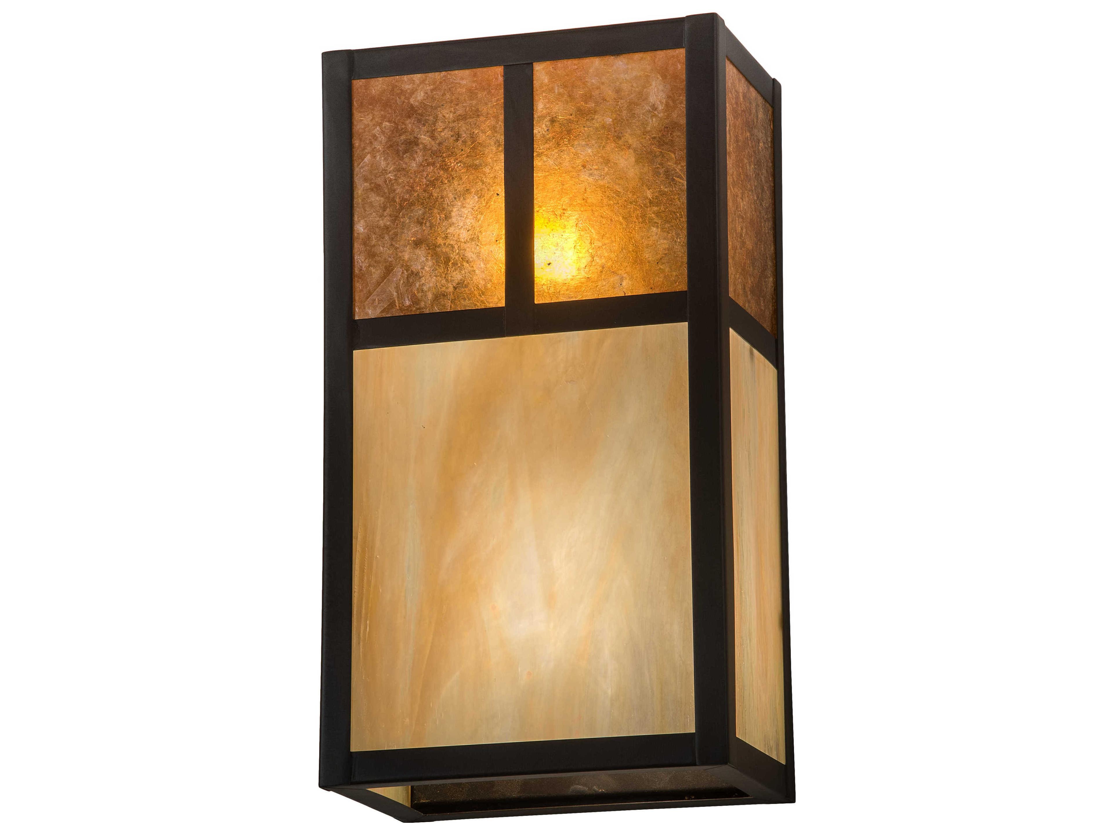 Meyda Hyde Park T Mission 2-Light Brown Glass Wall Sconce