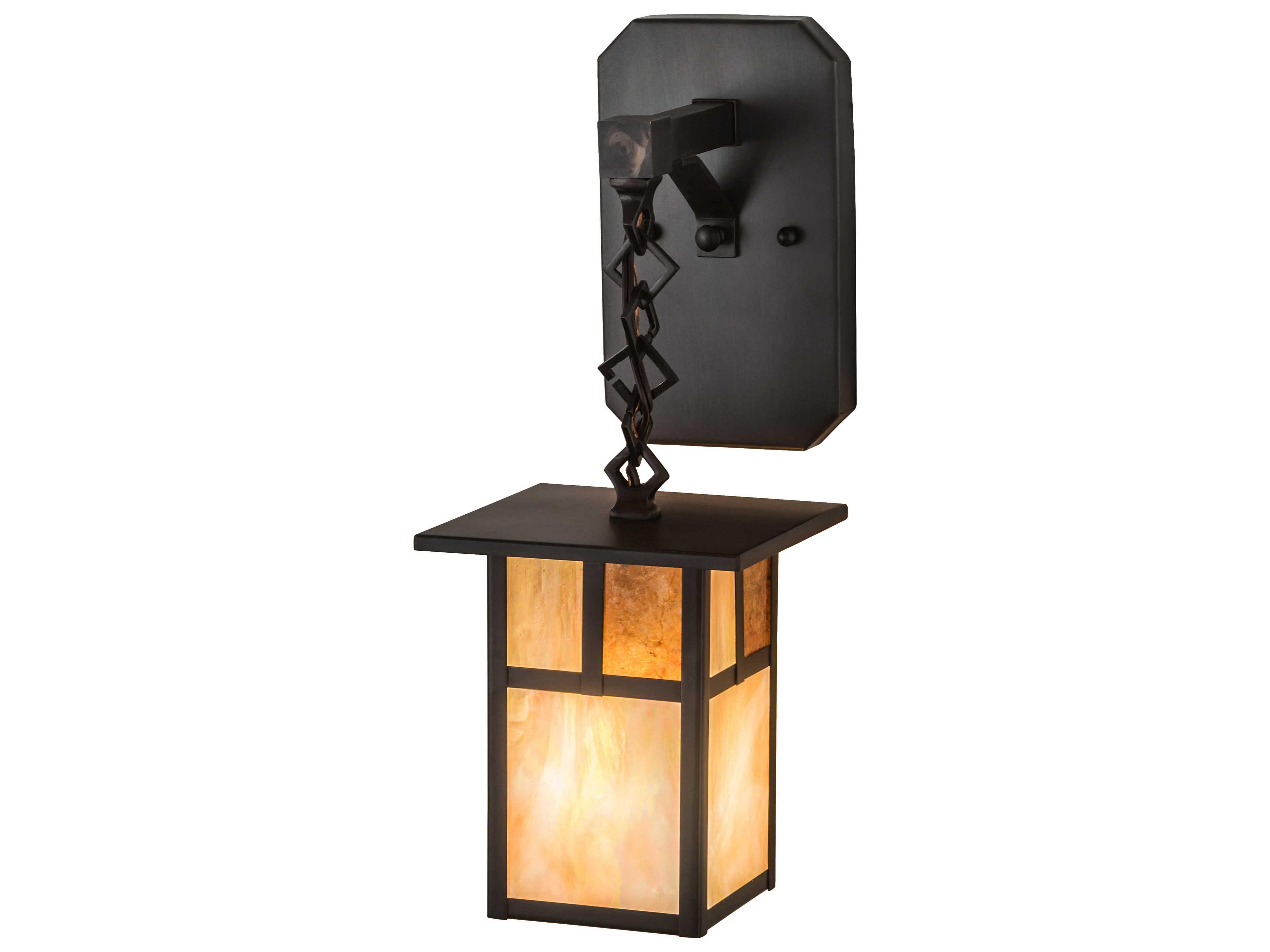 Meyda Hyde Park T Mission 1-Light Brown Glass Wall Sconce