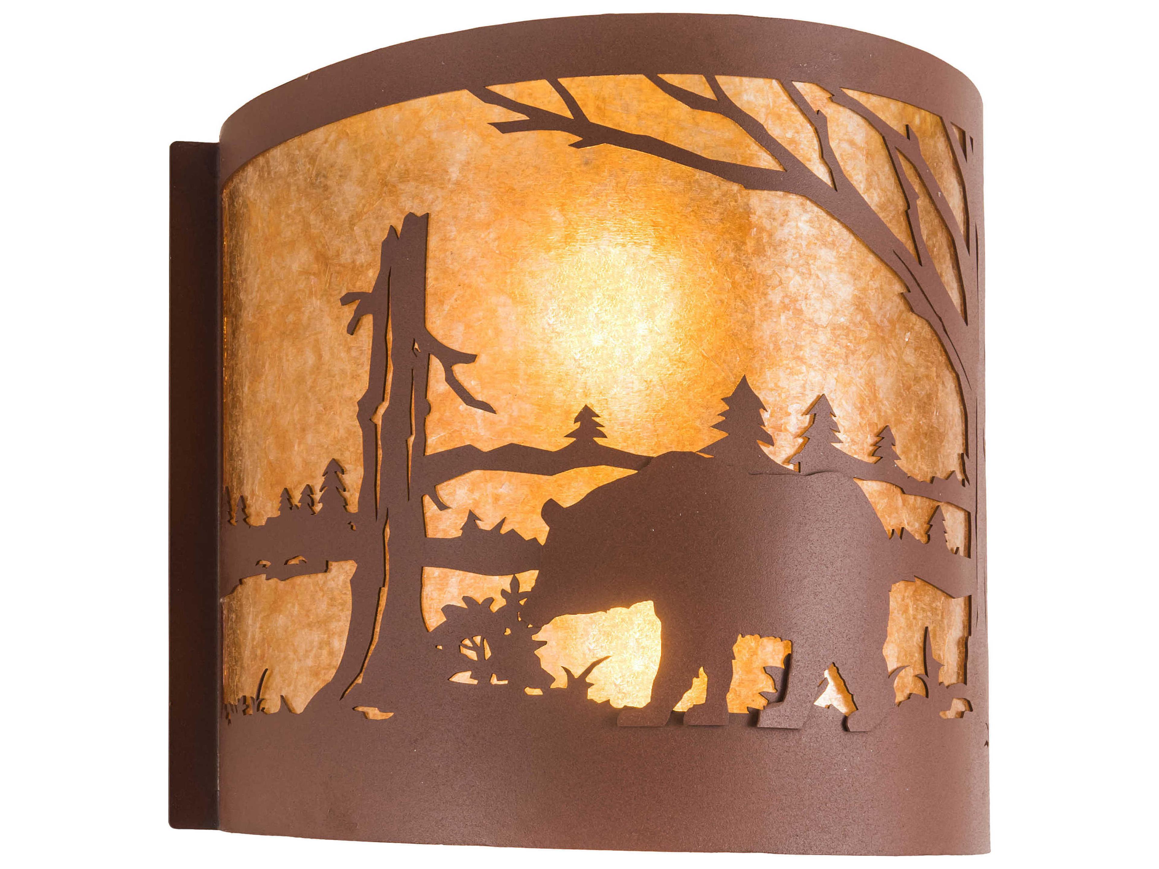 Meyda Bear At Lake 2-Light Brown Wall Sconce