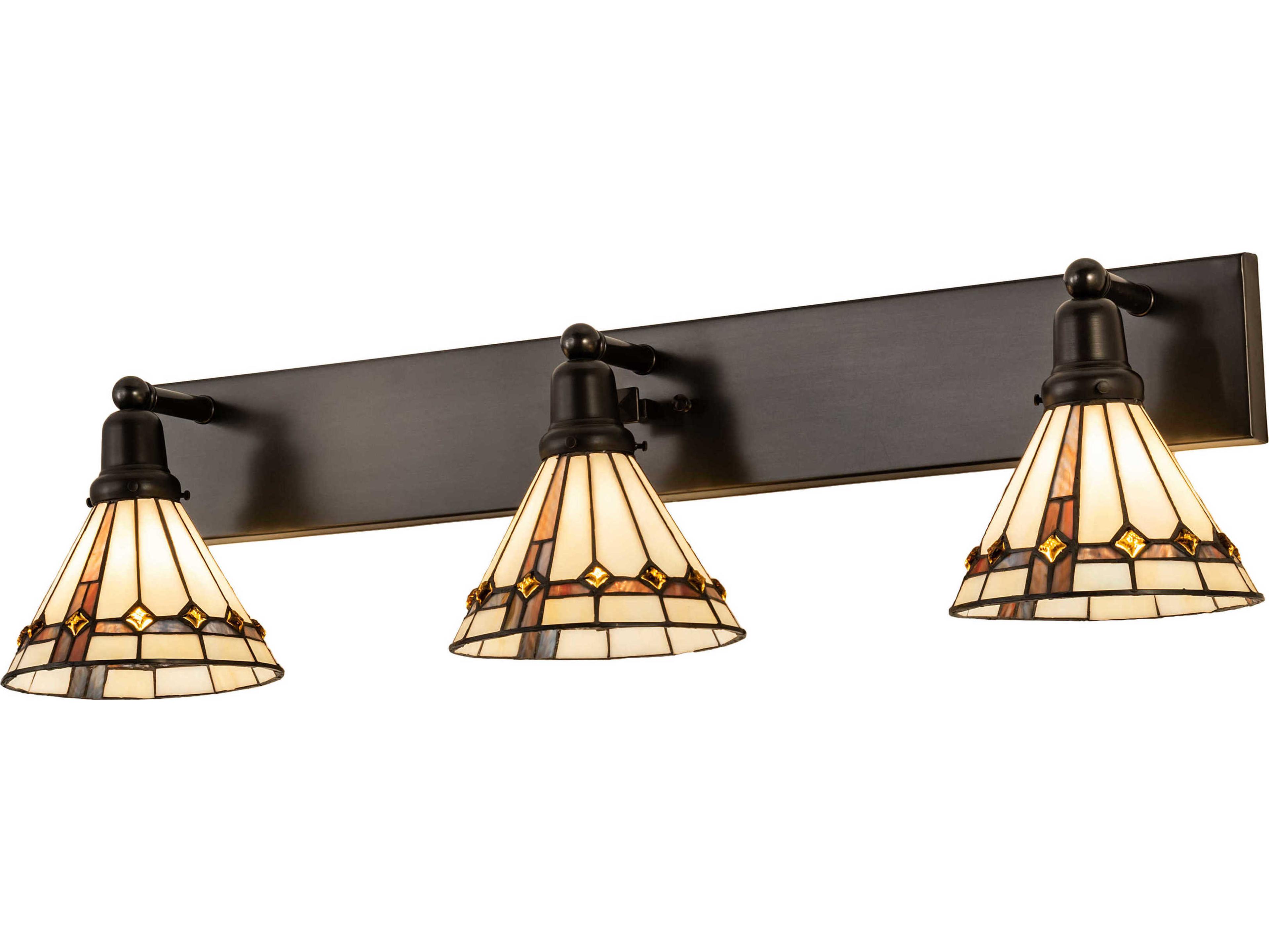 Meyda Belvidere 3-Light Brown Glass Tiffany Vanity Light
