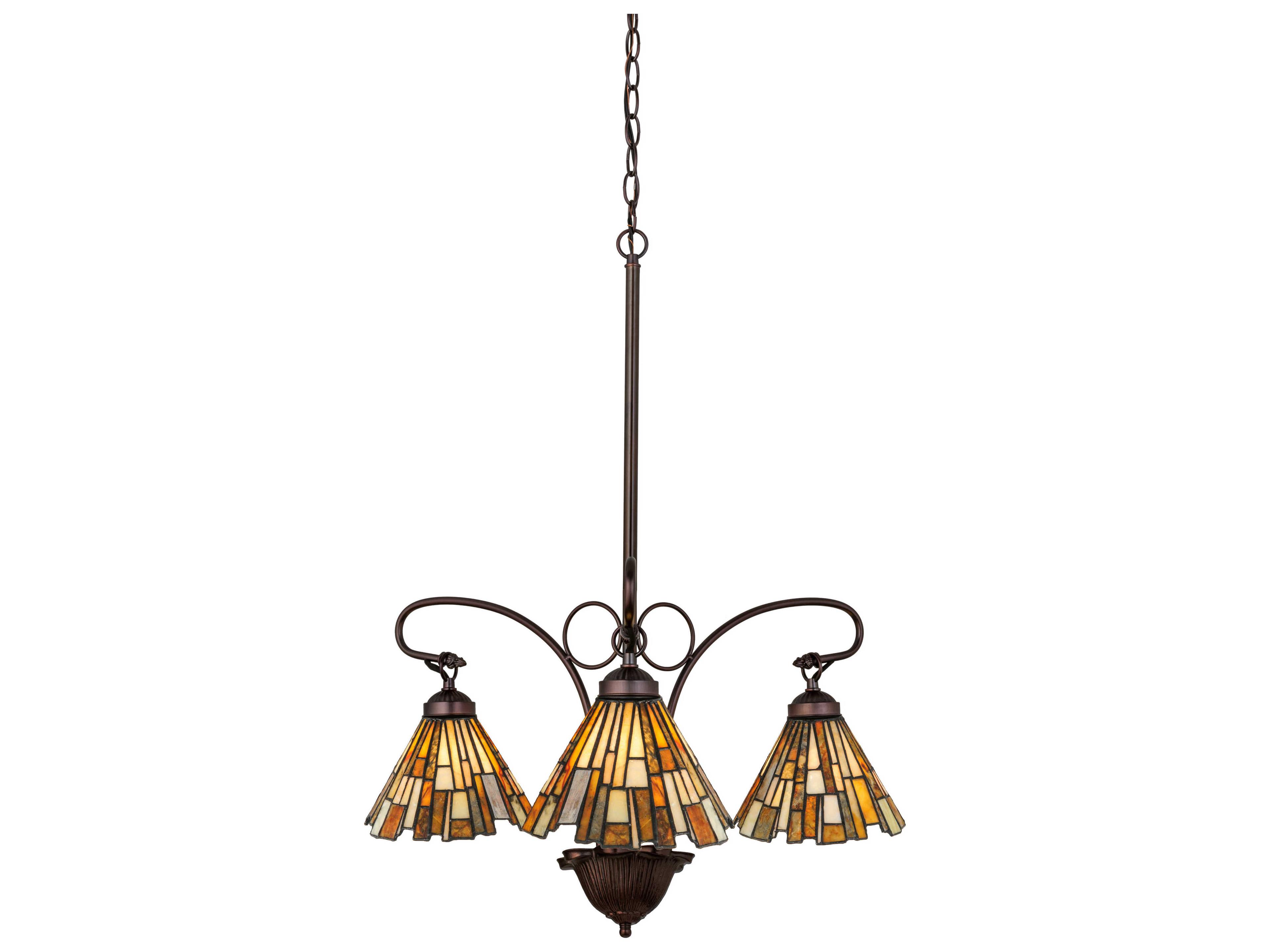 Meyda Victorian 3-Light Bronze Tiffany Chandelier