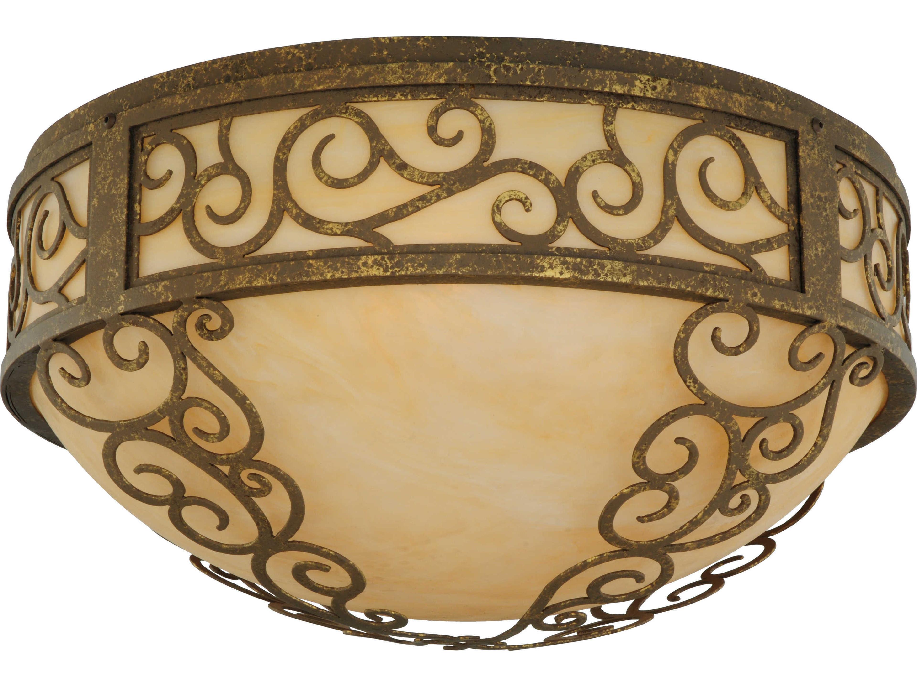 Meyda Victorian 3-Light Brass Bowl Flush Mount
