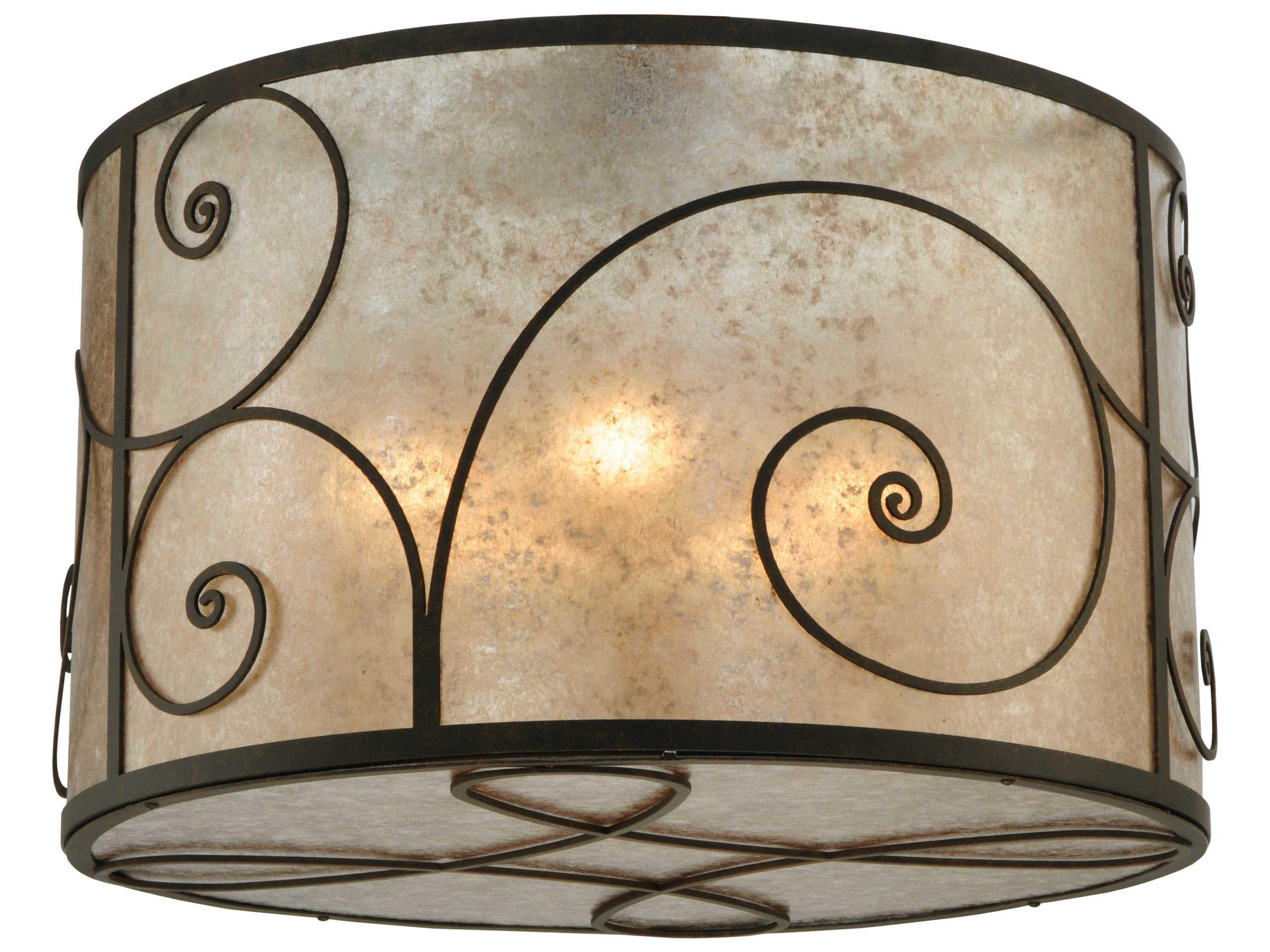 Meyda Victorian 5-Light Brown Drum Flush Mount
