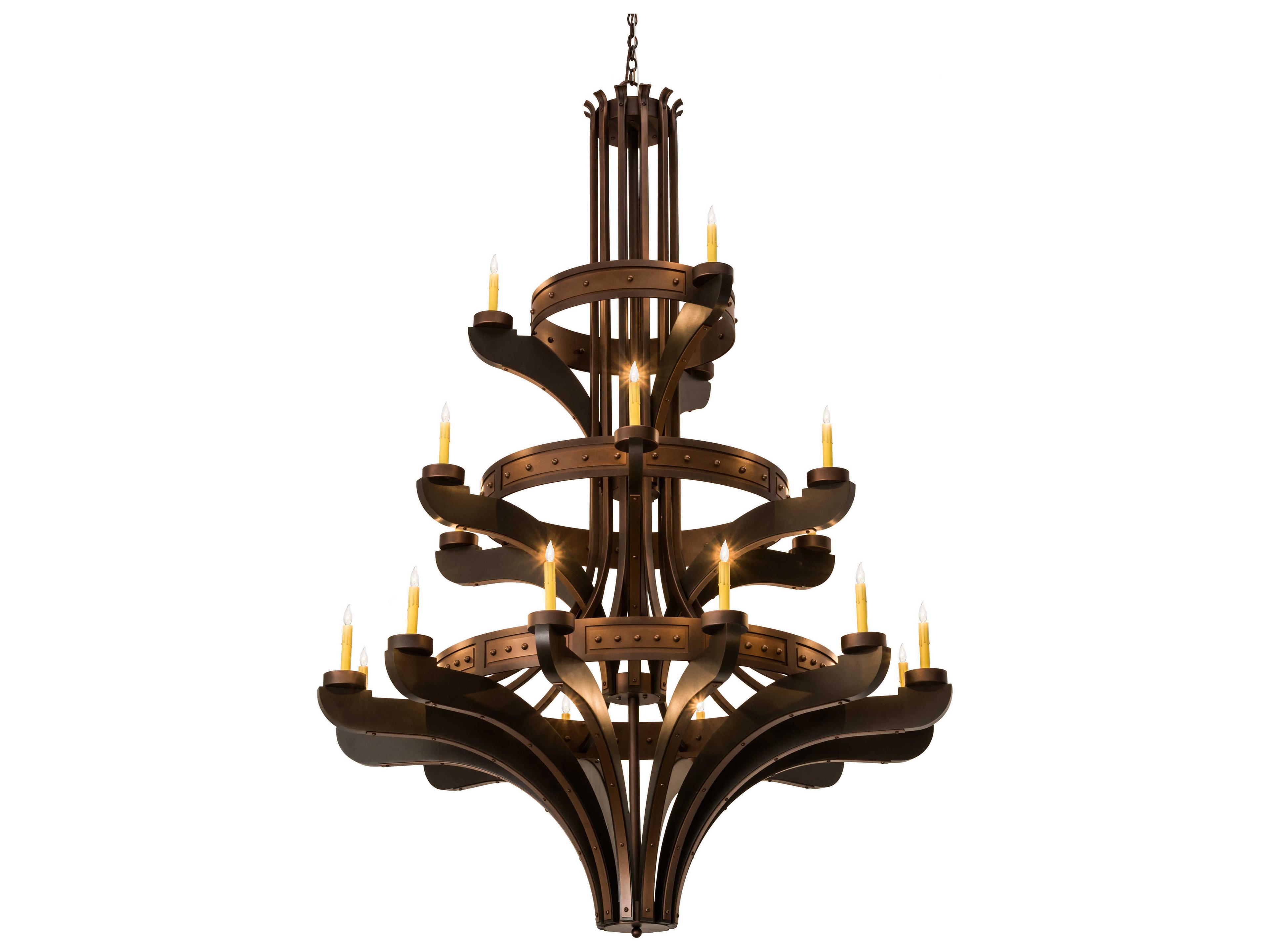 Meyda Castilla 2-Light Bronze Candelabra Round Tiered Chandelier