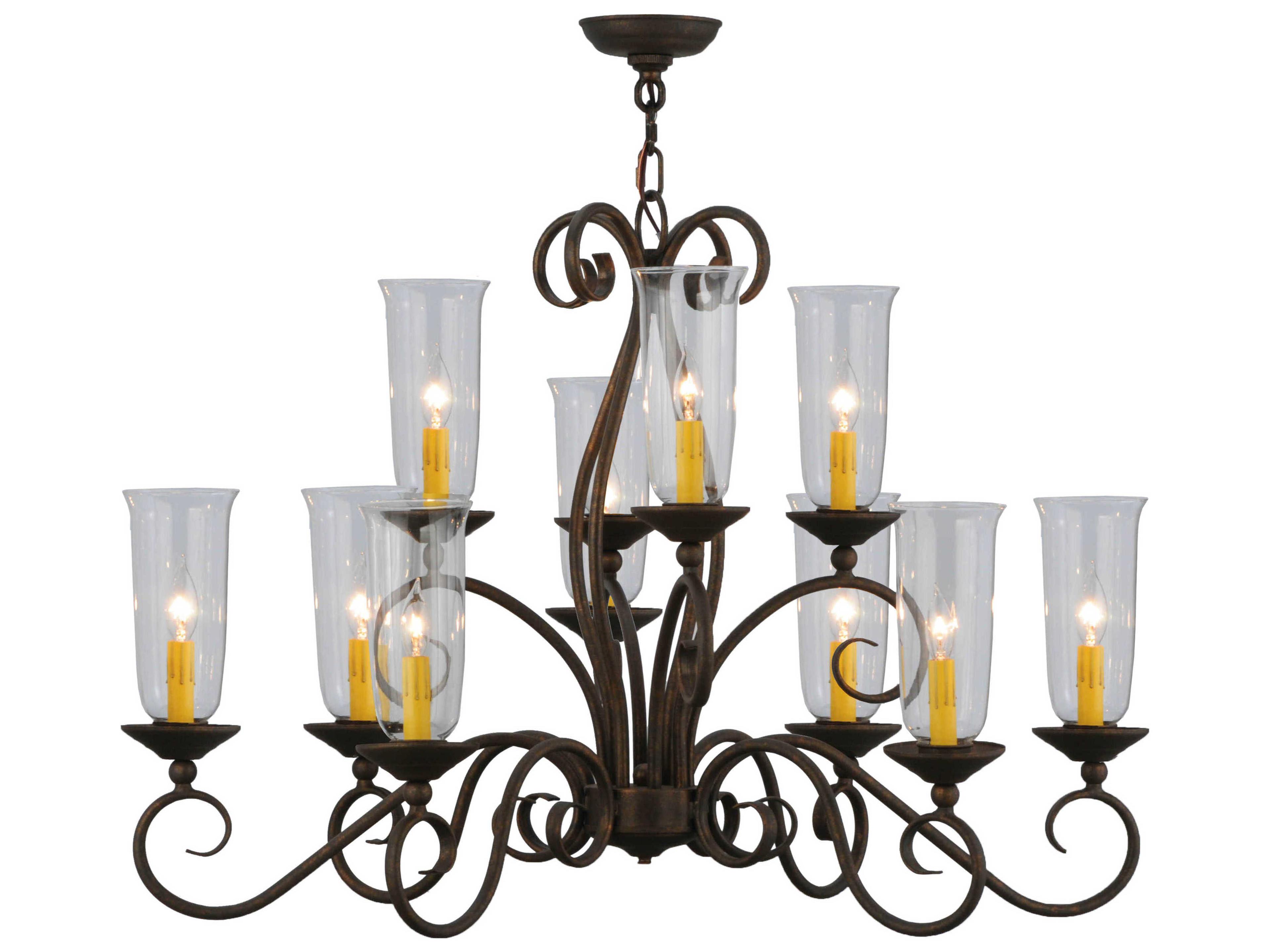 Meyda Wallis 1-Light Brown Glass Bell Candelabra Tiered Chandelier