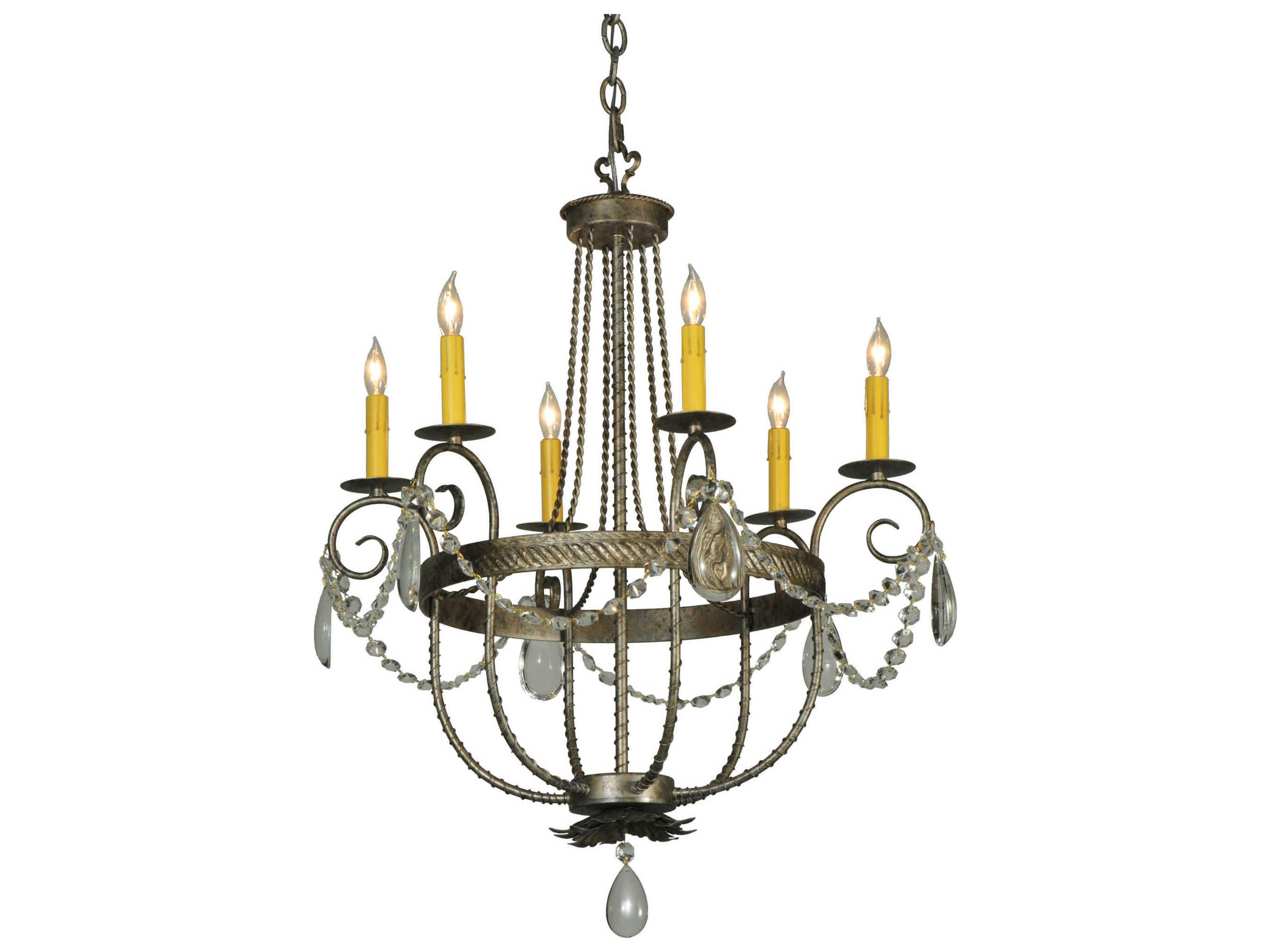 Meyda Antonia 6-Light Brass Crystal Candelabra Chandelier