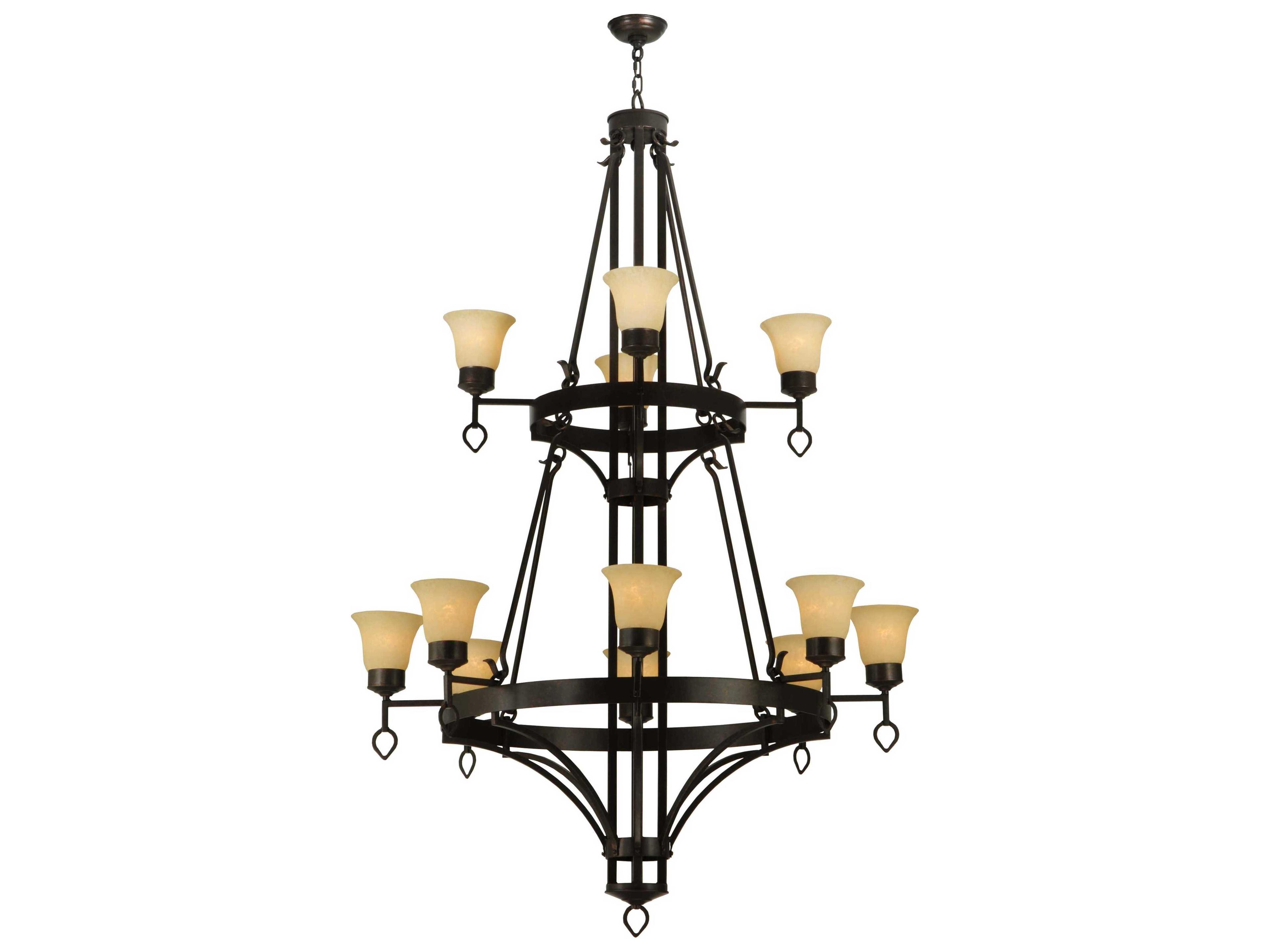 Meyda Victorian 12-Light Bronze Glass Bell Chandelier