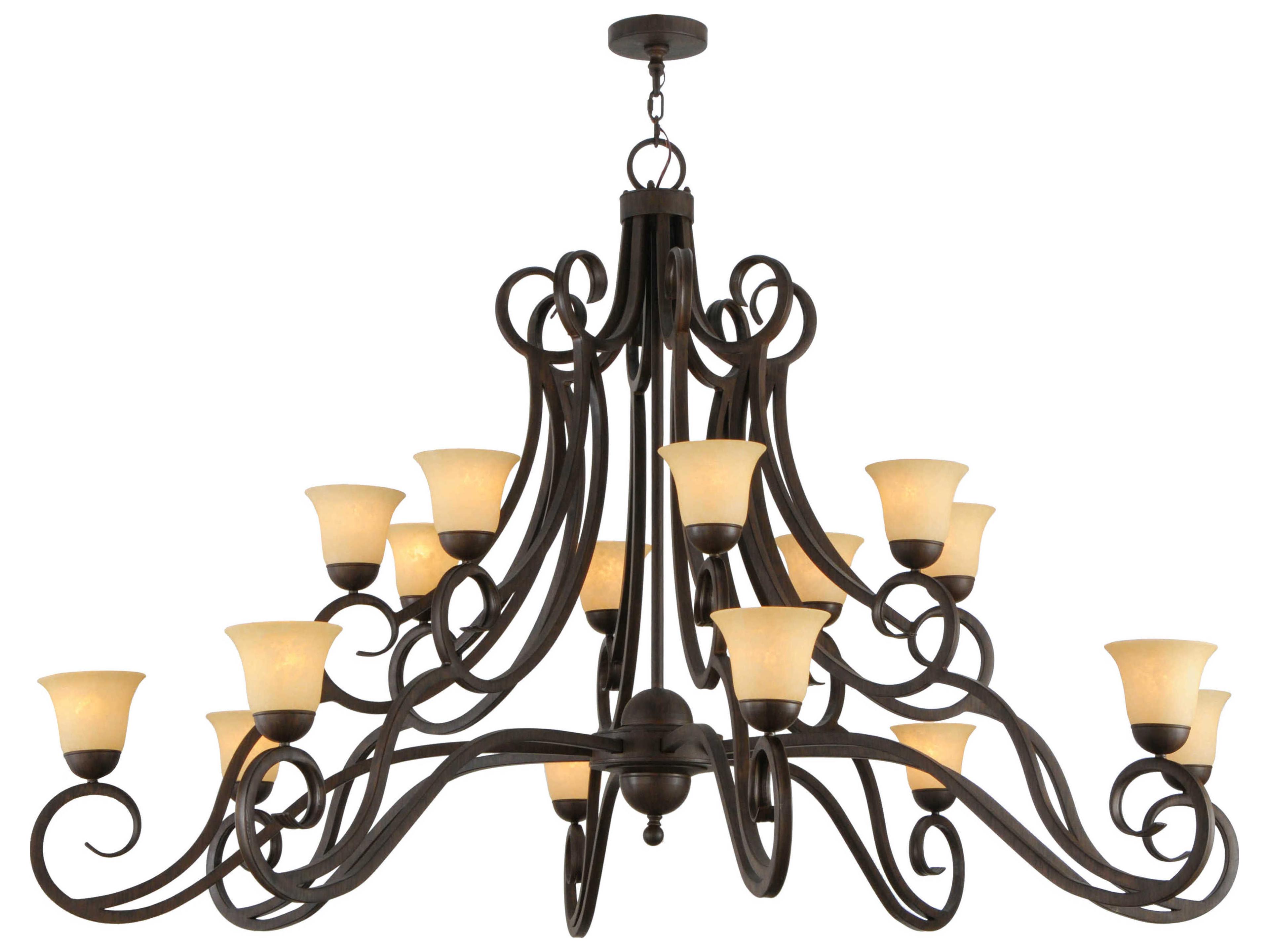 Meyda Angelo 16-Light-Light Bronze Glass Bell Tiered Chandelier